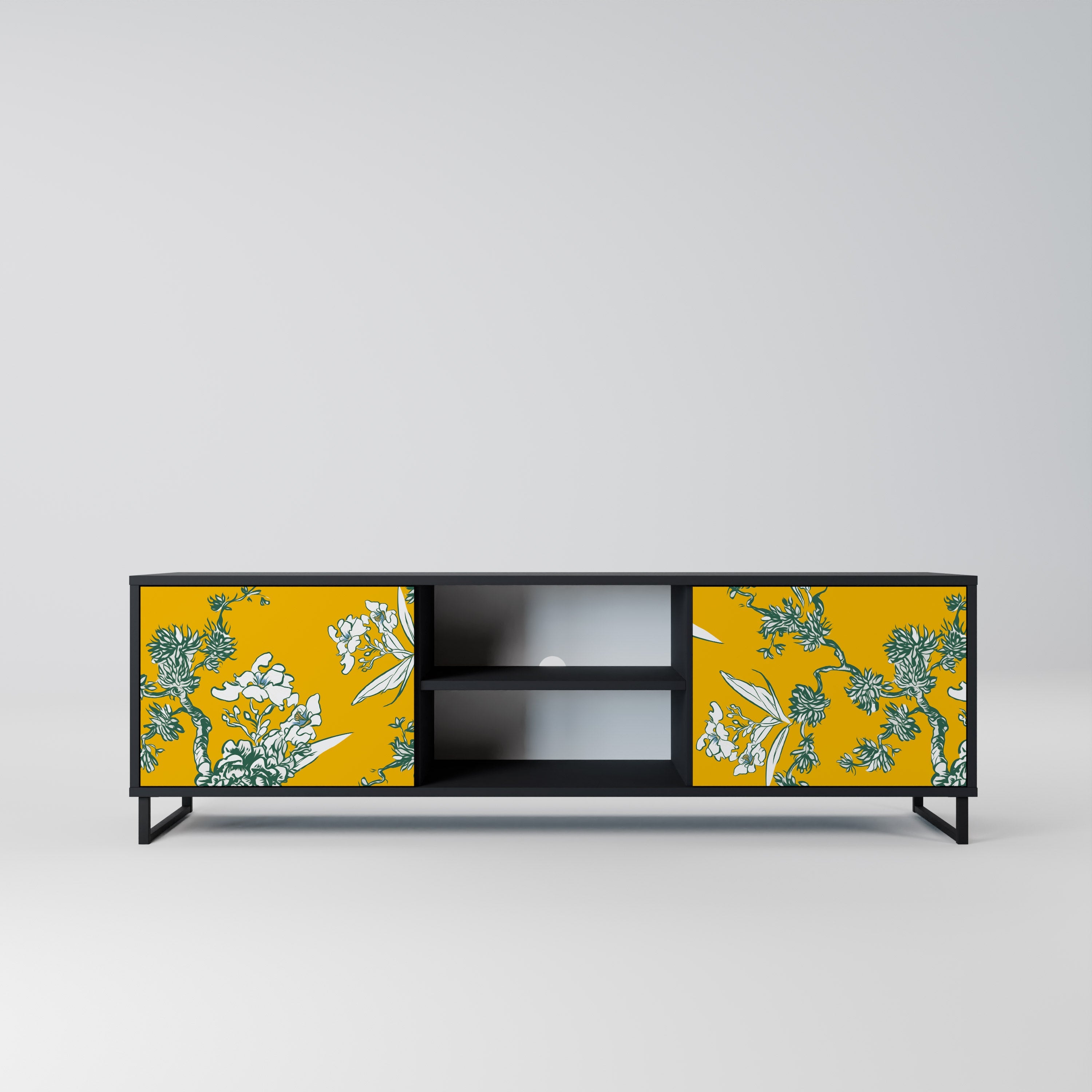 YELLOW CHINOISERIE TV-Lowboard mit 2 Türen in Schwarz