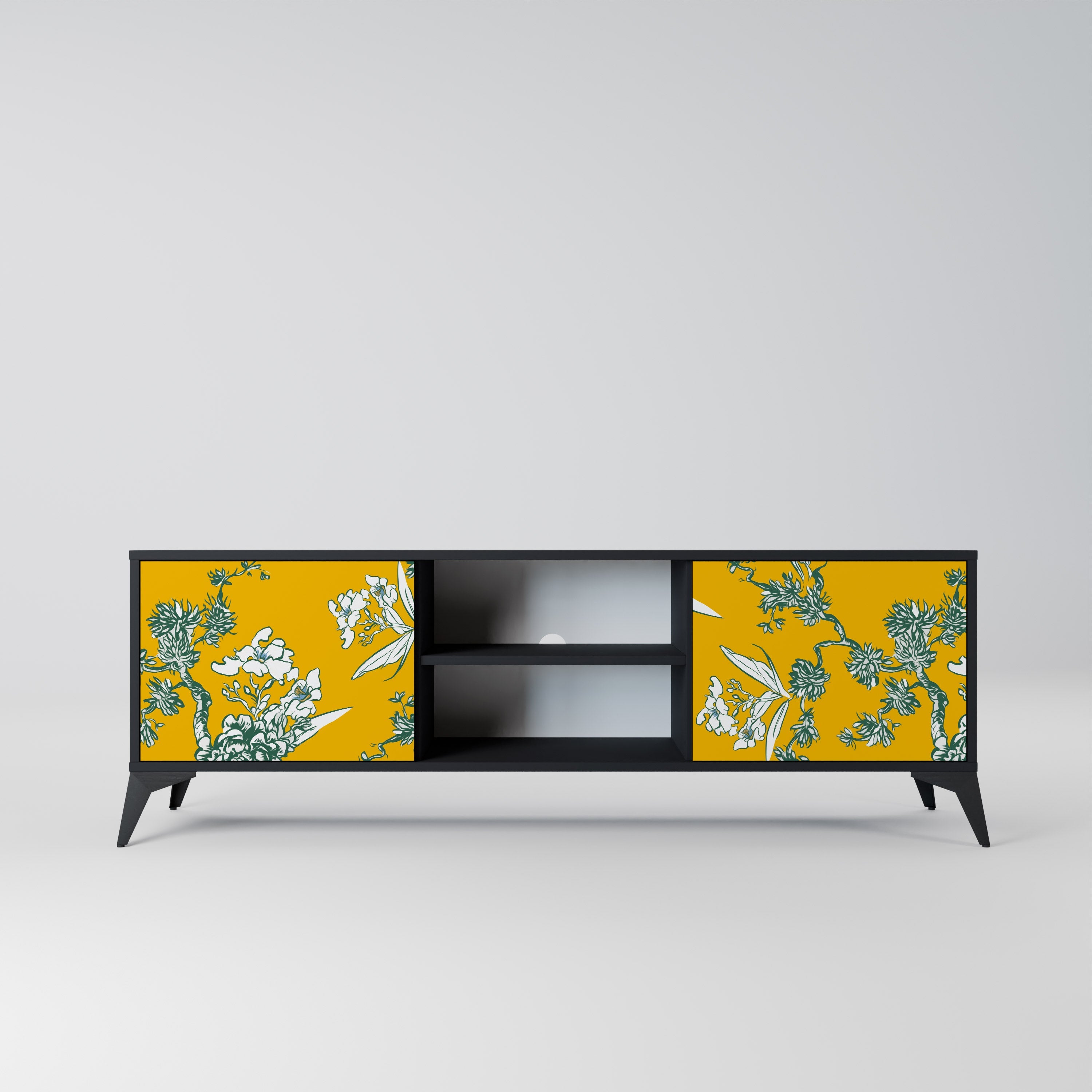YELLOW CHINOISERIE TV-Lowboard mit 2 Türen in Schwarz