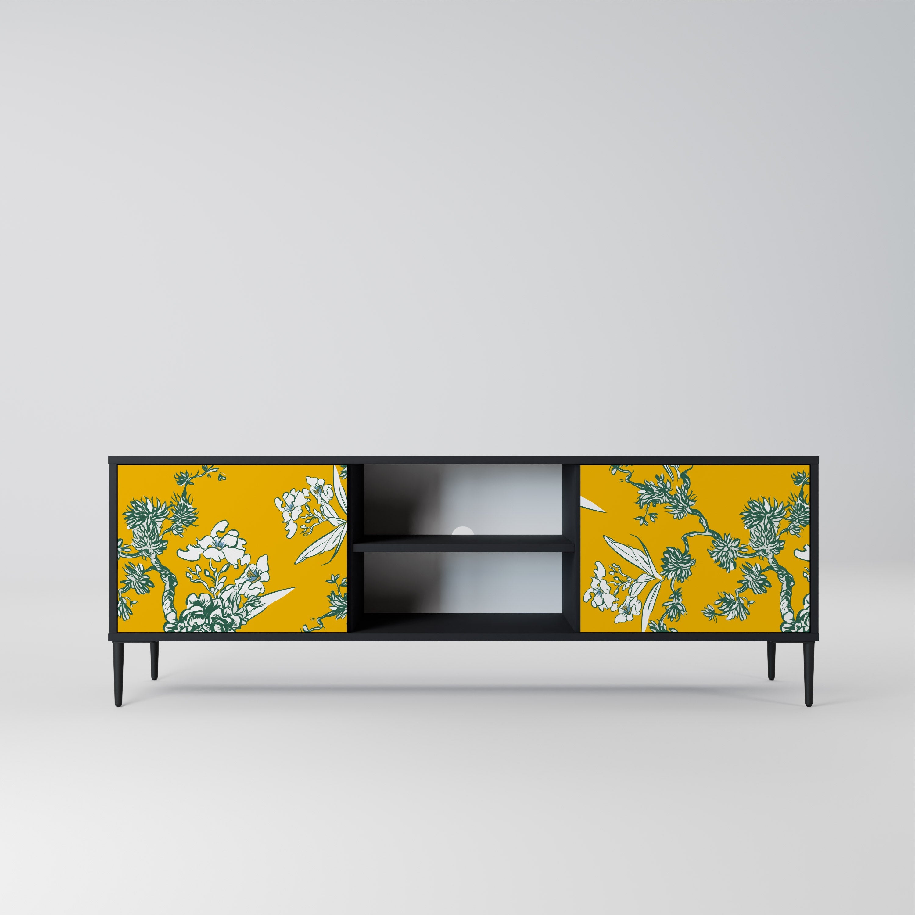 YELLOW CHINOISERIE TV-Lowboard mit 2 Türen in Schwarz