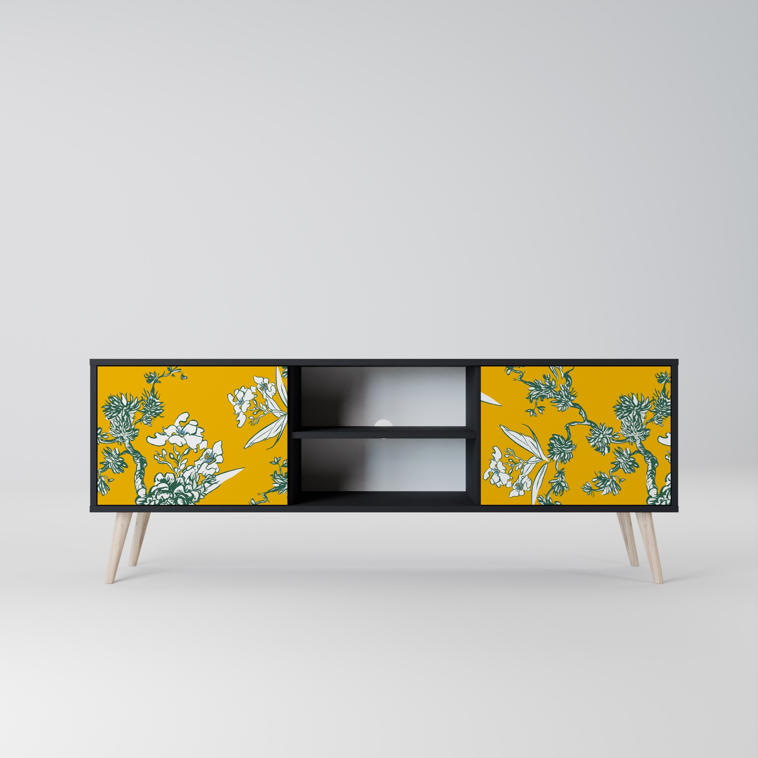 YELLOW CHINOISERIE TV-Lowboard mit 2 Türen in Schwarz