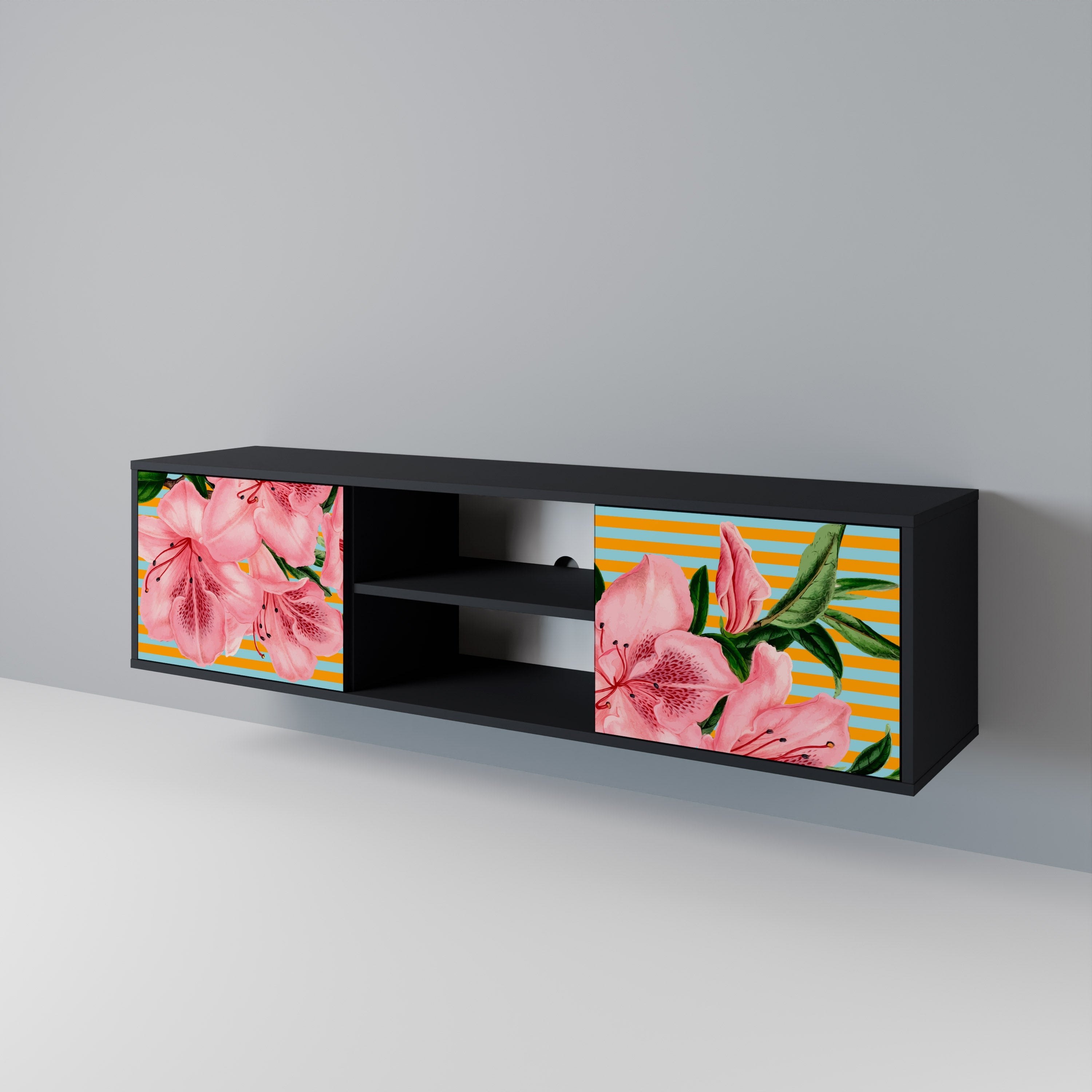 FRAGILE BEAUTY 2-Door TV Stand in Black Finish