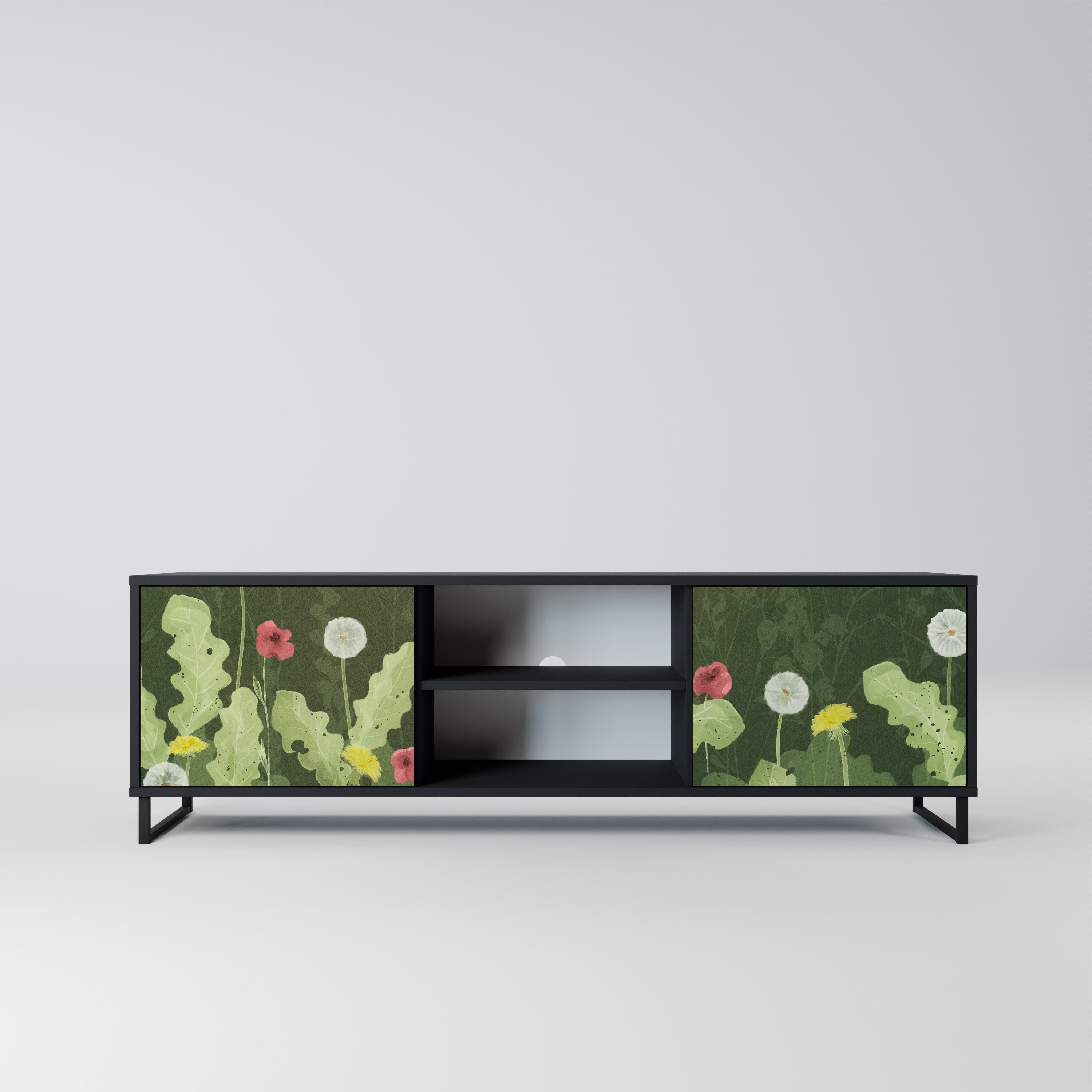 DANDELION AMUSE 2-Door TV Stand in Black Finish