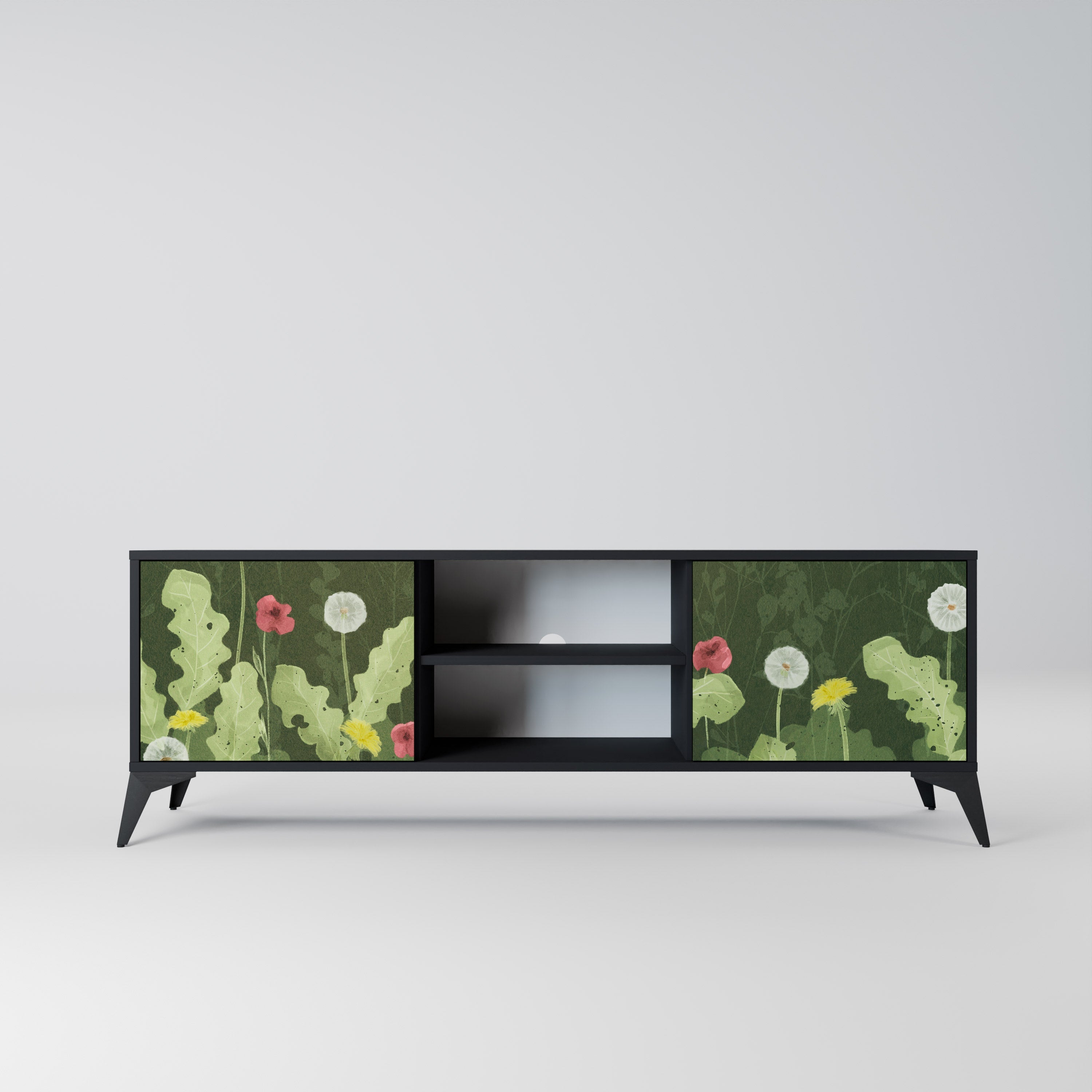 DANDELION AMUSE 2-Door TV Stand in Black Finish