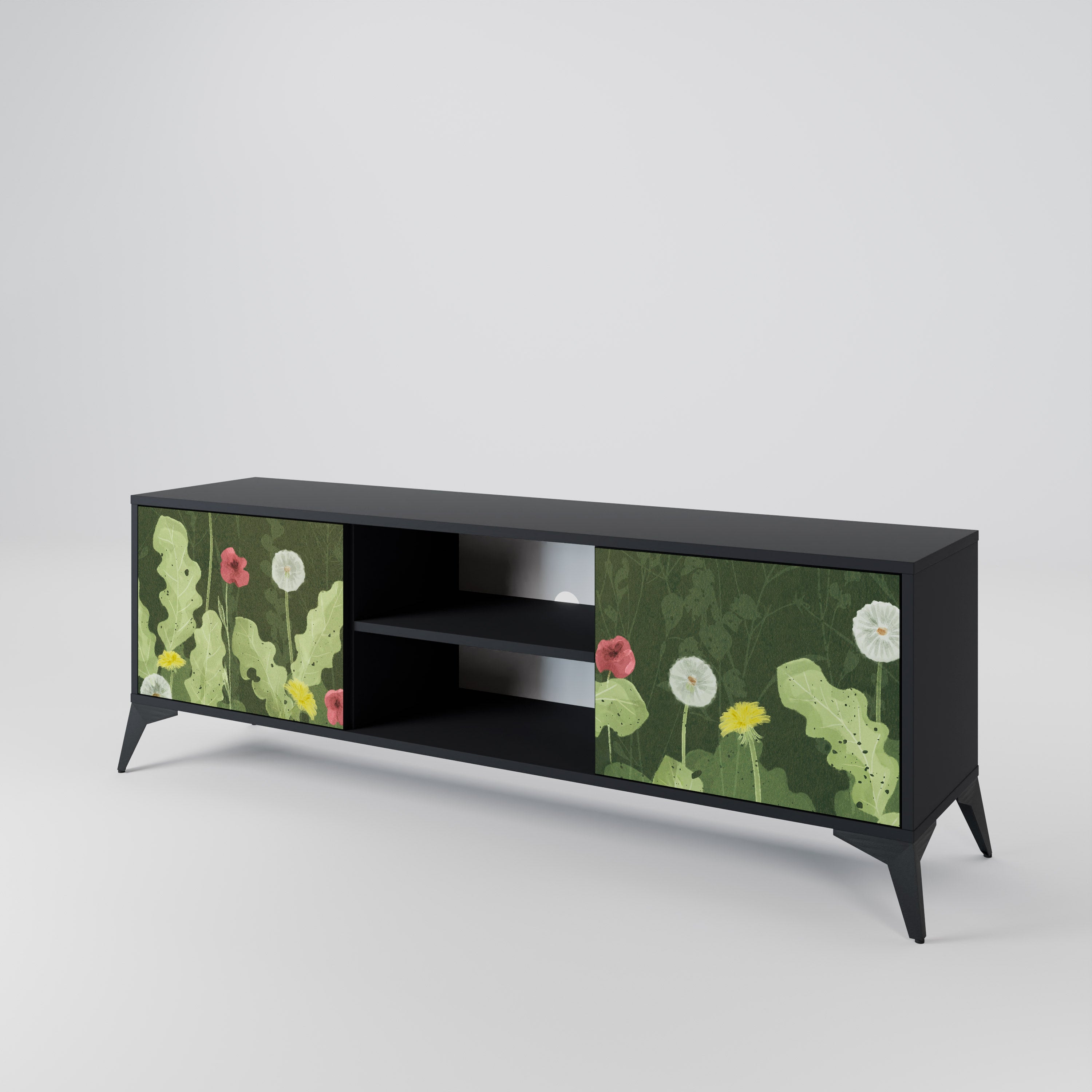 DANDELION AMUSE 2-Door TV Stand in Black Finish