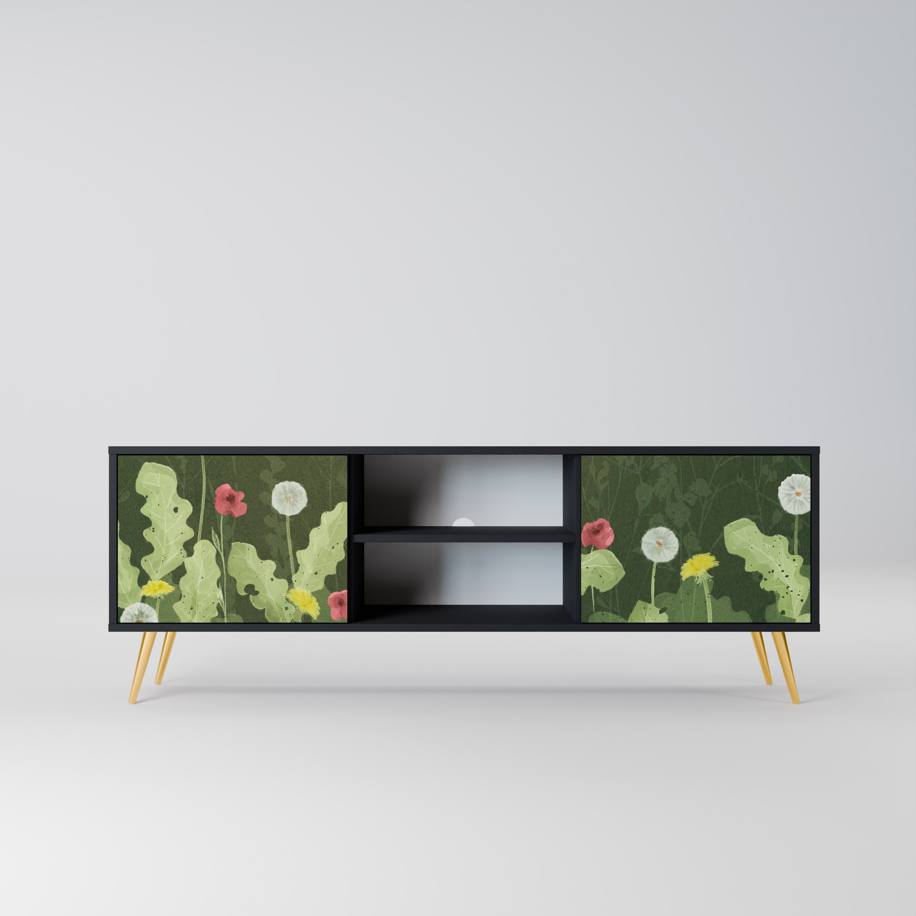 DANDELION AMUSE 2-Door TV Stand in Black Finish