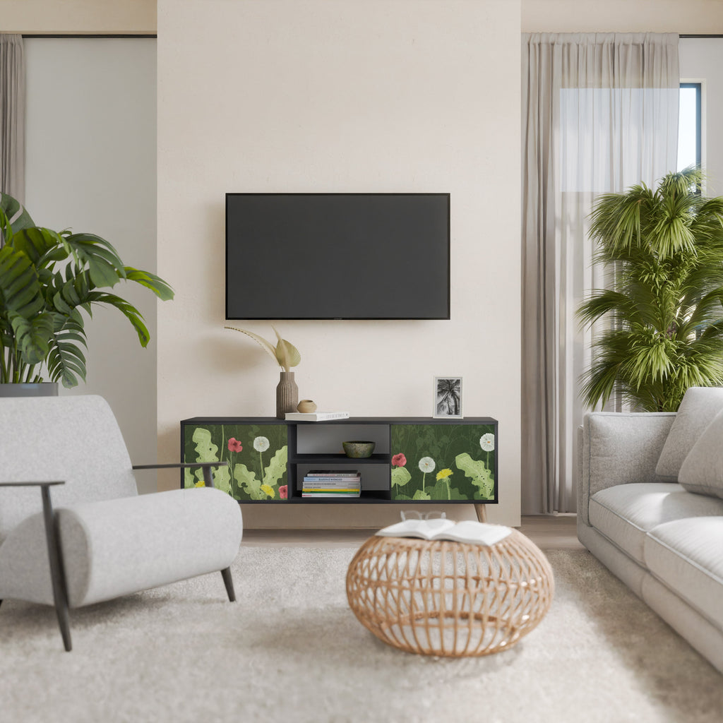 DANDELION AMUSE 2-Door TV Stand in Black Finish