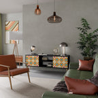 FLORAL DECOR 2-Door TV Stand in Black Finish