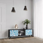 BLOOMY MORNING 2-Door TV Stand in Black Finish