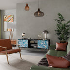 BLOOMY MORNING 2-Door TV Stand in Black Finish