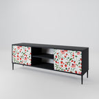 FLOWERS AND STRAWBERRIES 2-Door TV Stand in Black Finish