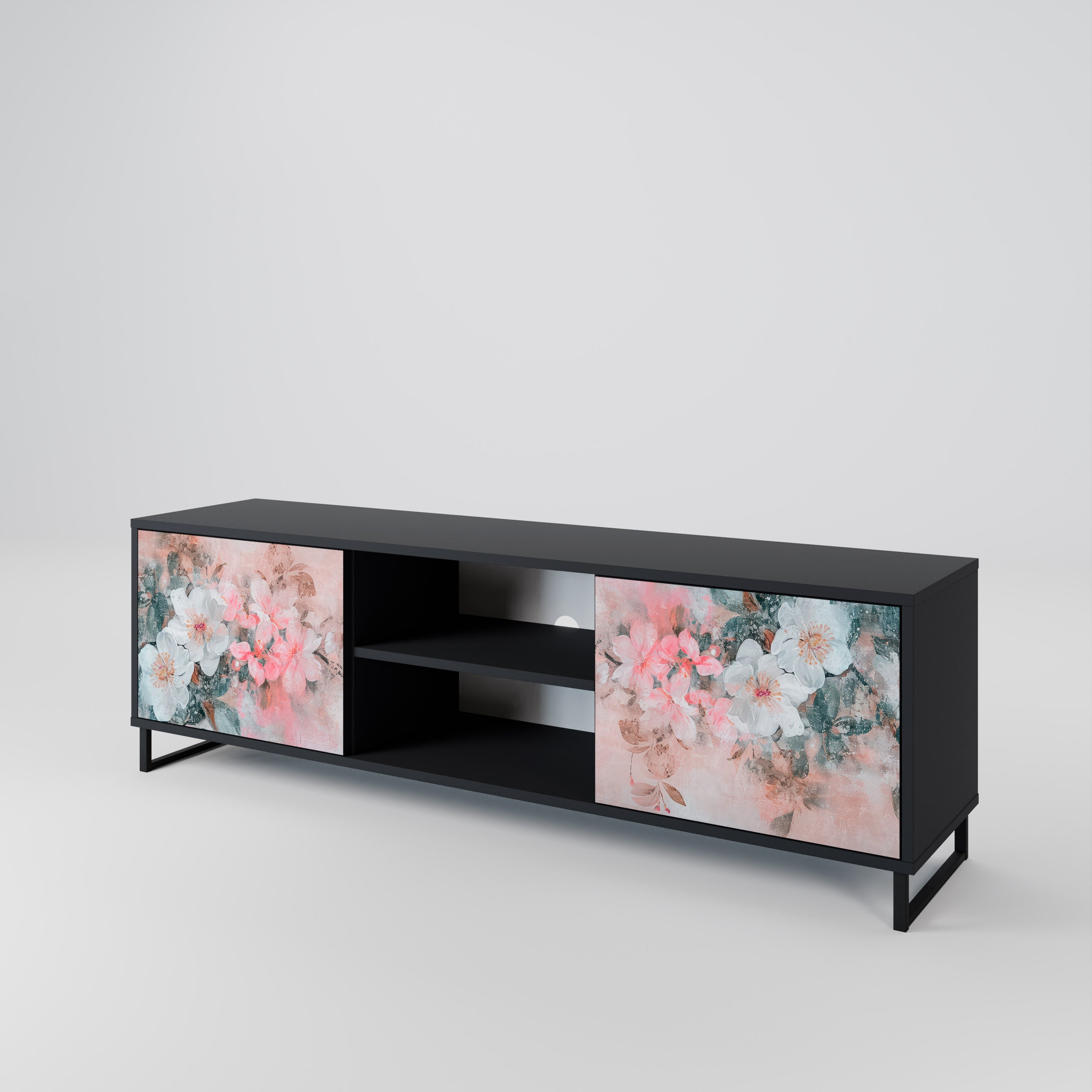 CHERRY BLOSSOM 2-Door TV Stand in Black Finish
