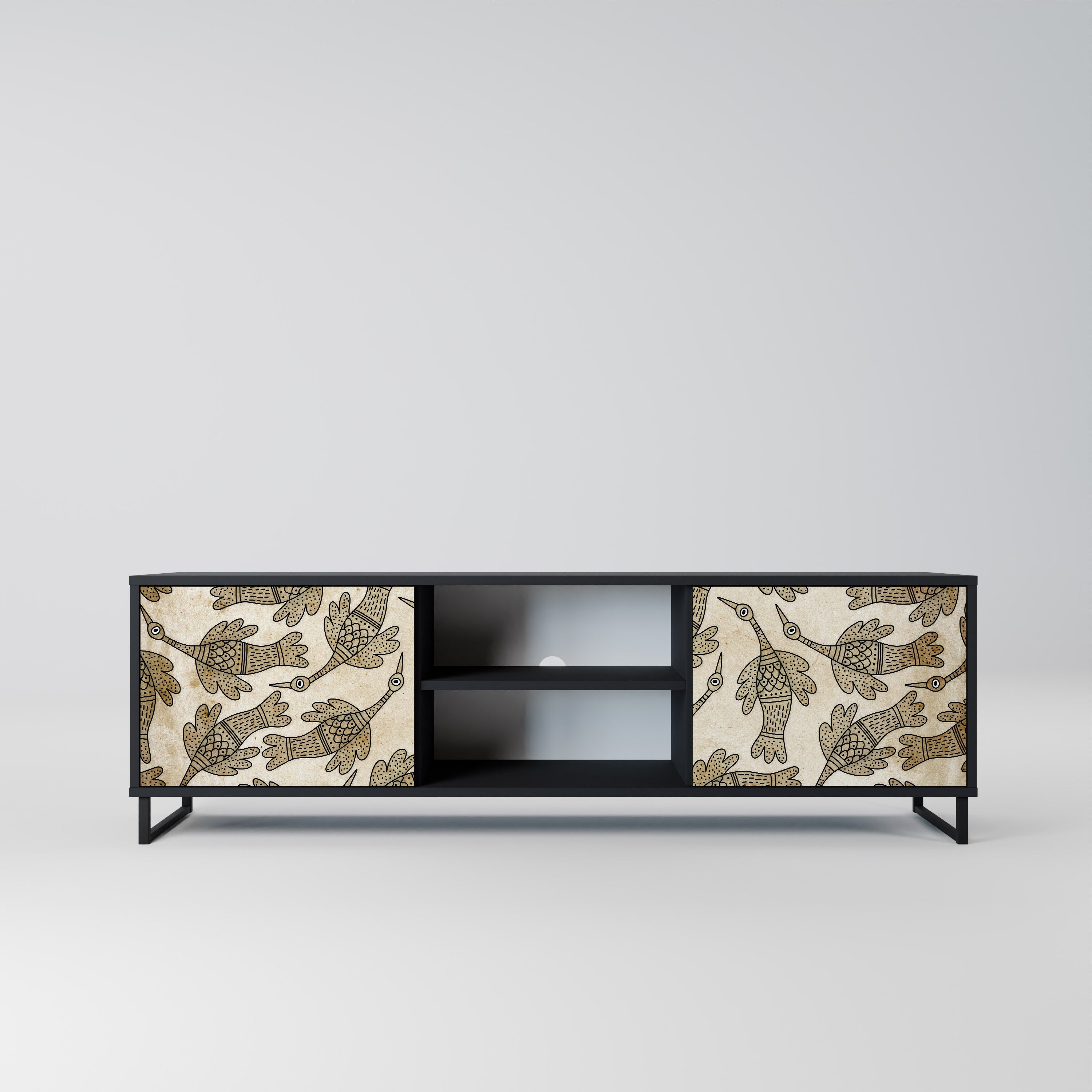ALMONDINE SONGBIRD 2-Door TV Stand in Black Finish