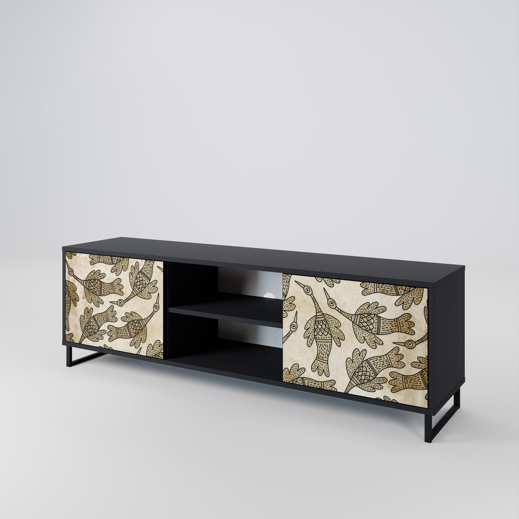 ALMONDINE SONGBIRD 2-Door TV Stand in Black Finish