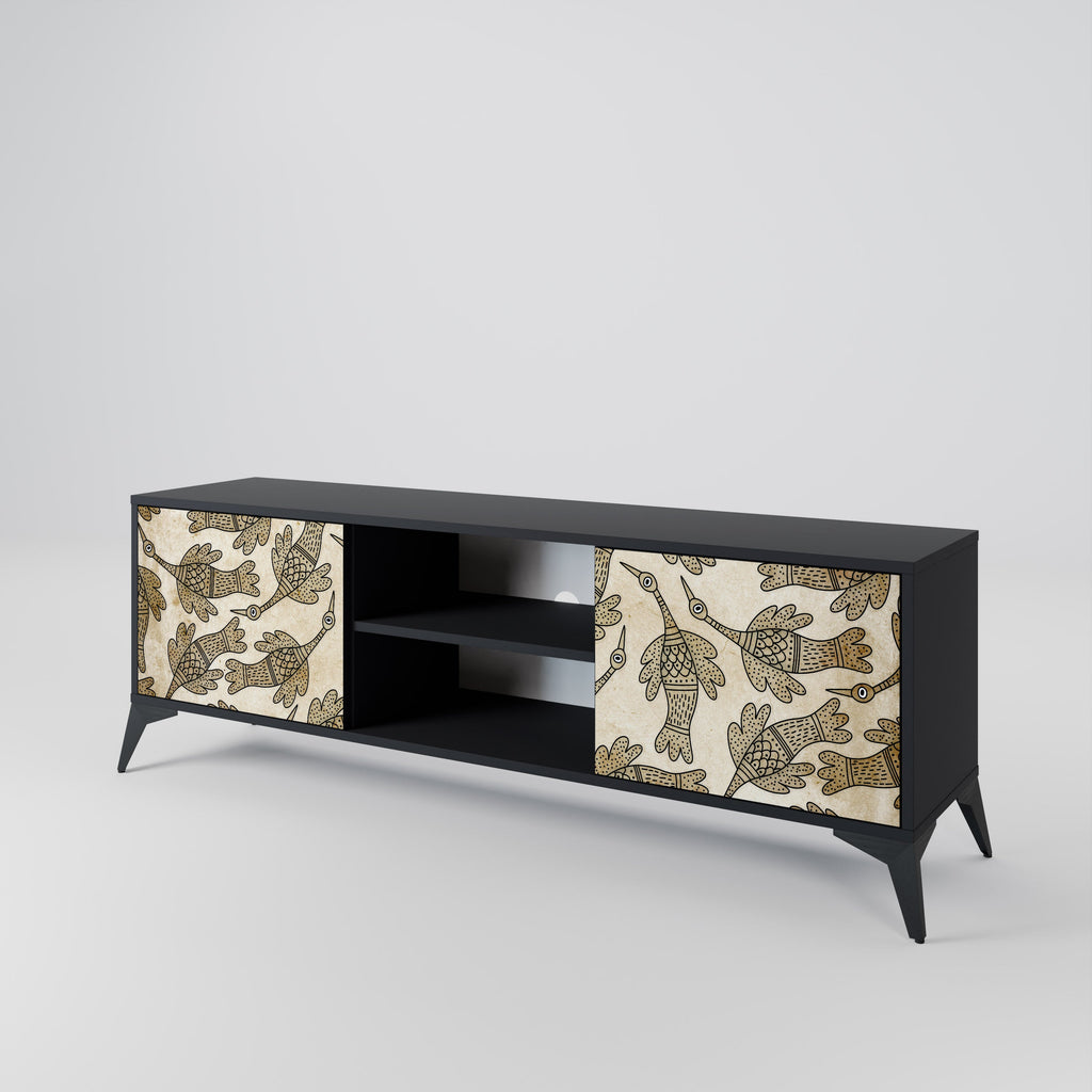 ALMONDINE SONGBIRD 2-Door TV Stand in Black Finish