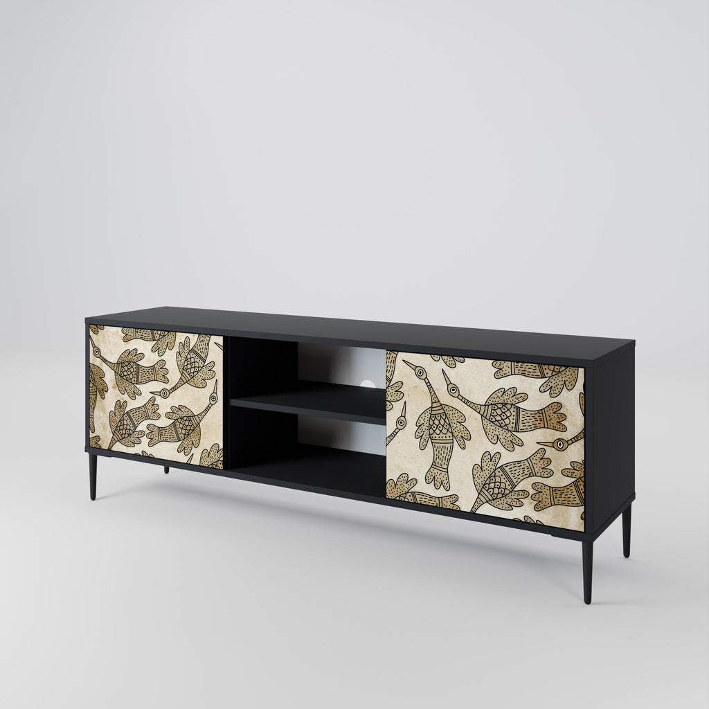 ALMONDINE SONGBIRD 2-Door TV Stand in Black Finish