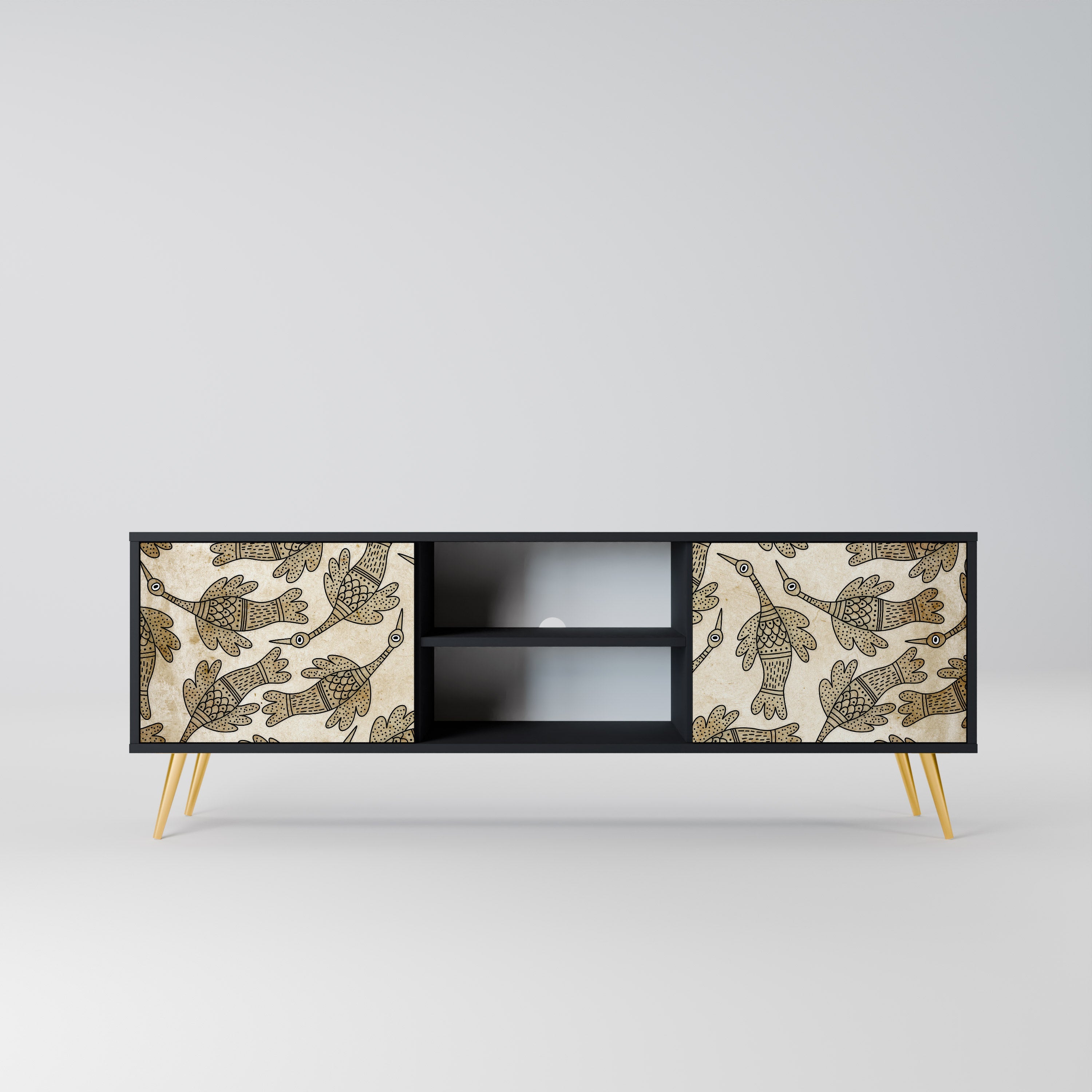 ALMONDINE SONGBIRD 2-Door TV Stand in Black Finish