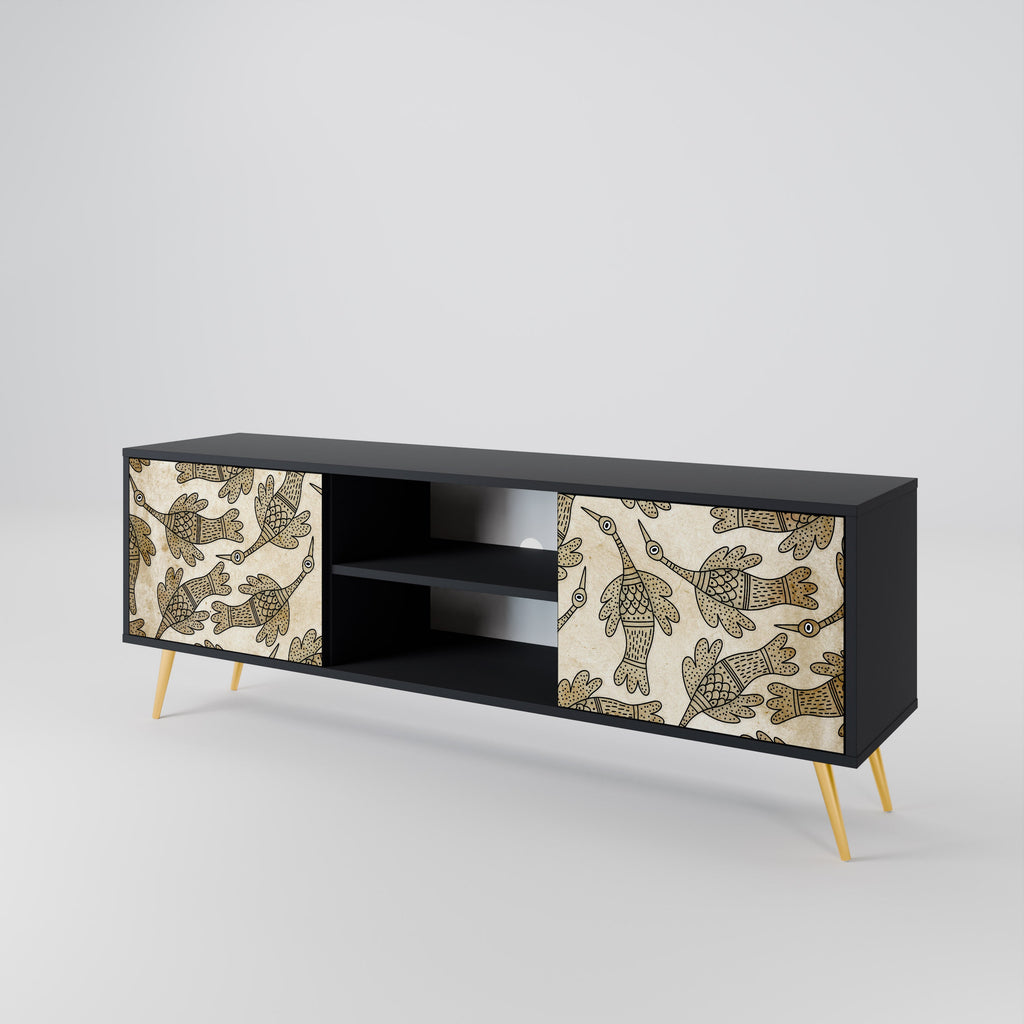 ALMONDINE SONGBIRD 2-Door TV Stand in Black Finish