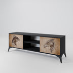 STEAMPUNK CLAN 2-Door TV Stand in Black Finish