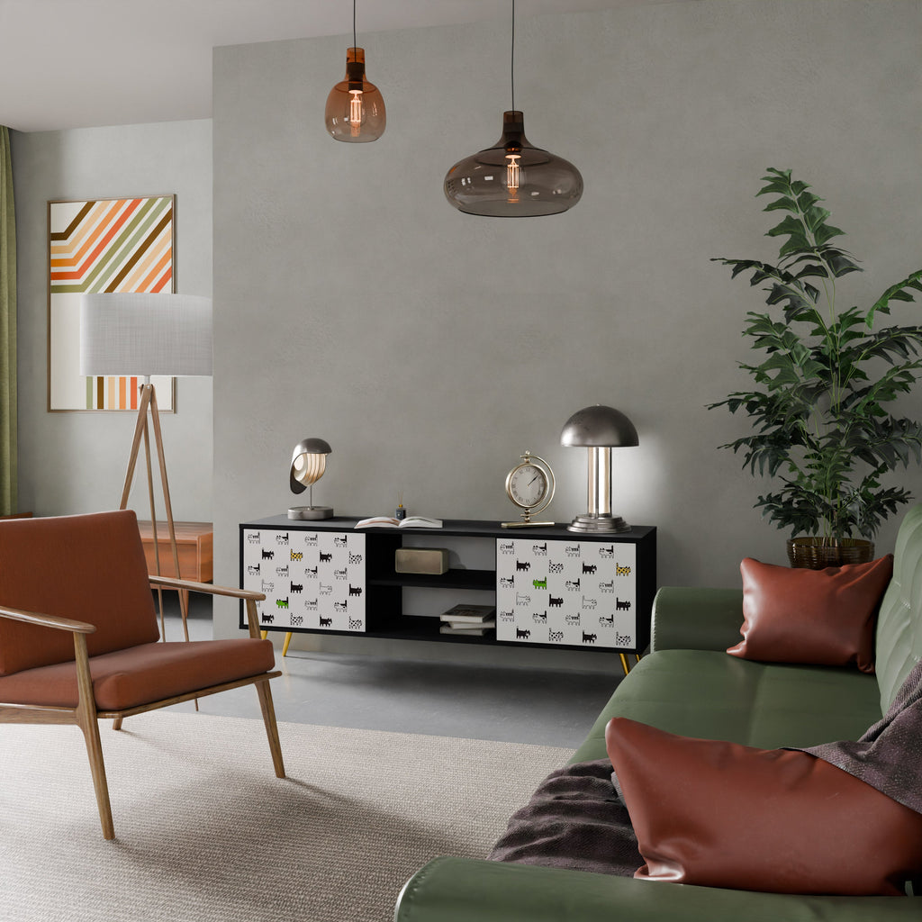 CATS COMPILATION 2-Door TV Stand in Black Finish