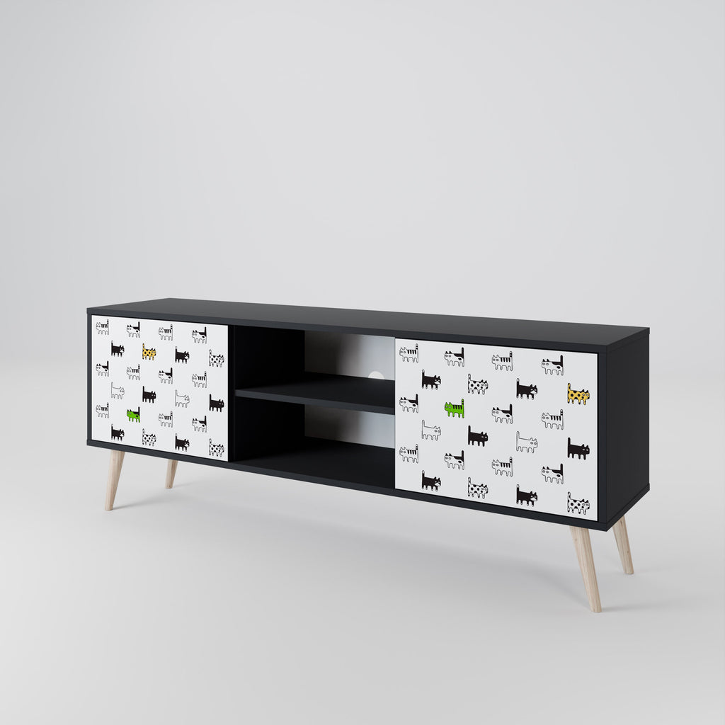 CATS COMPILATION 2-Door TV Stand in Black Finish