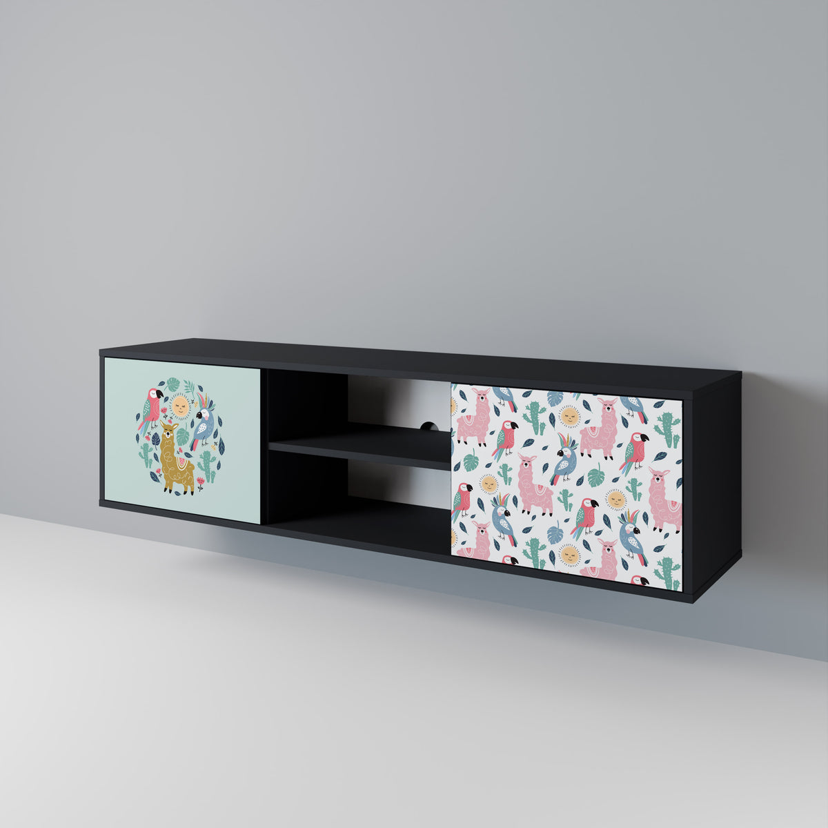 COLORFUL ALPACAS 2-Door TV Cabinet