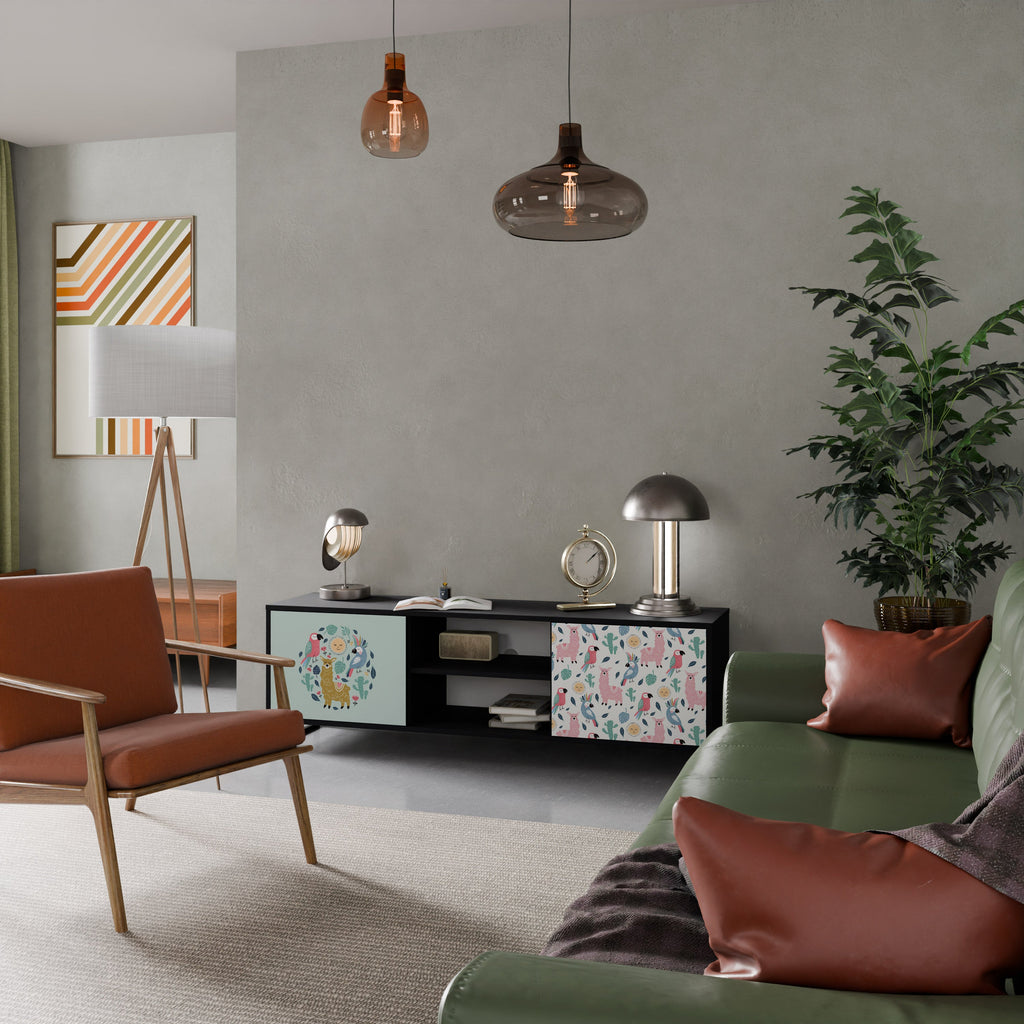 COLORFUL ALPACAS TV-Lowboard mit 2 Türen in Schwarz