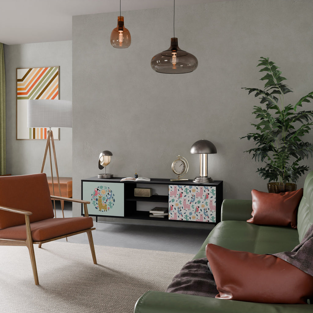 COLORFUL ALPACAS TV-Lowboard mit 2 Türen in Schwarz