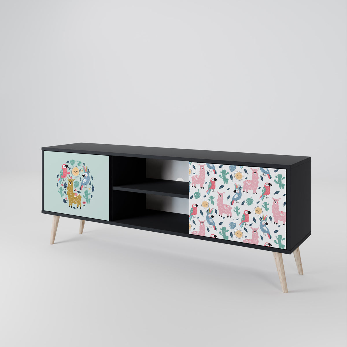 COLORFUL ALPACAS 2-Door TV Cabinet