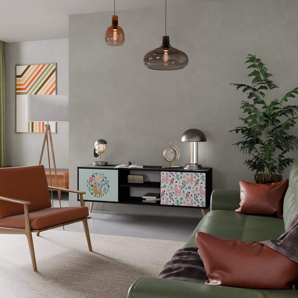 COLORFUL ALPACAS TV-Lowboard mit 2 Türen in Schwarz