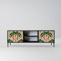 DANCING PREDATORS 2-Door TV Stand in Black Finish
