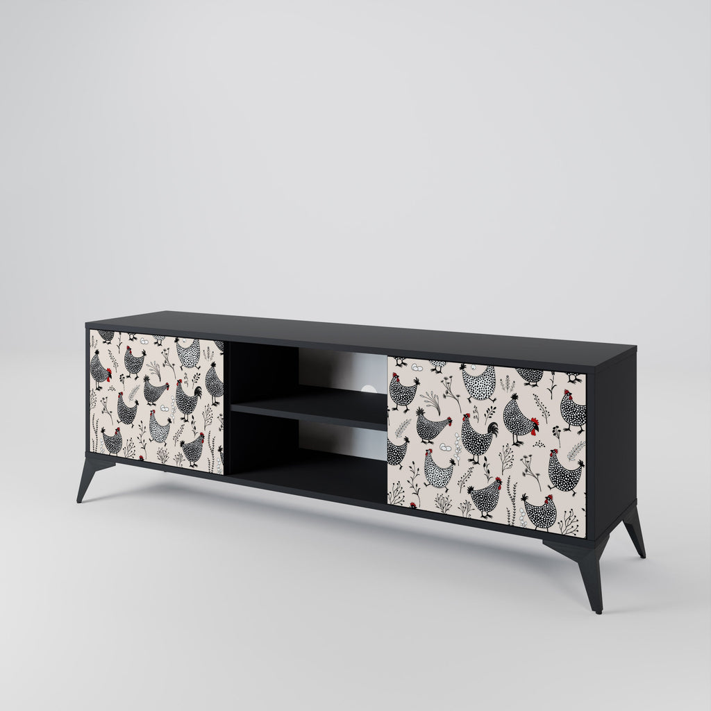 HAPPY HENS 2-Door TV Stand in Black Finish