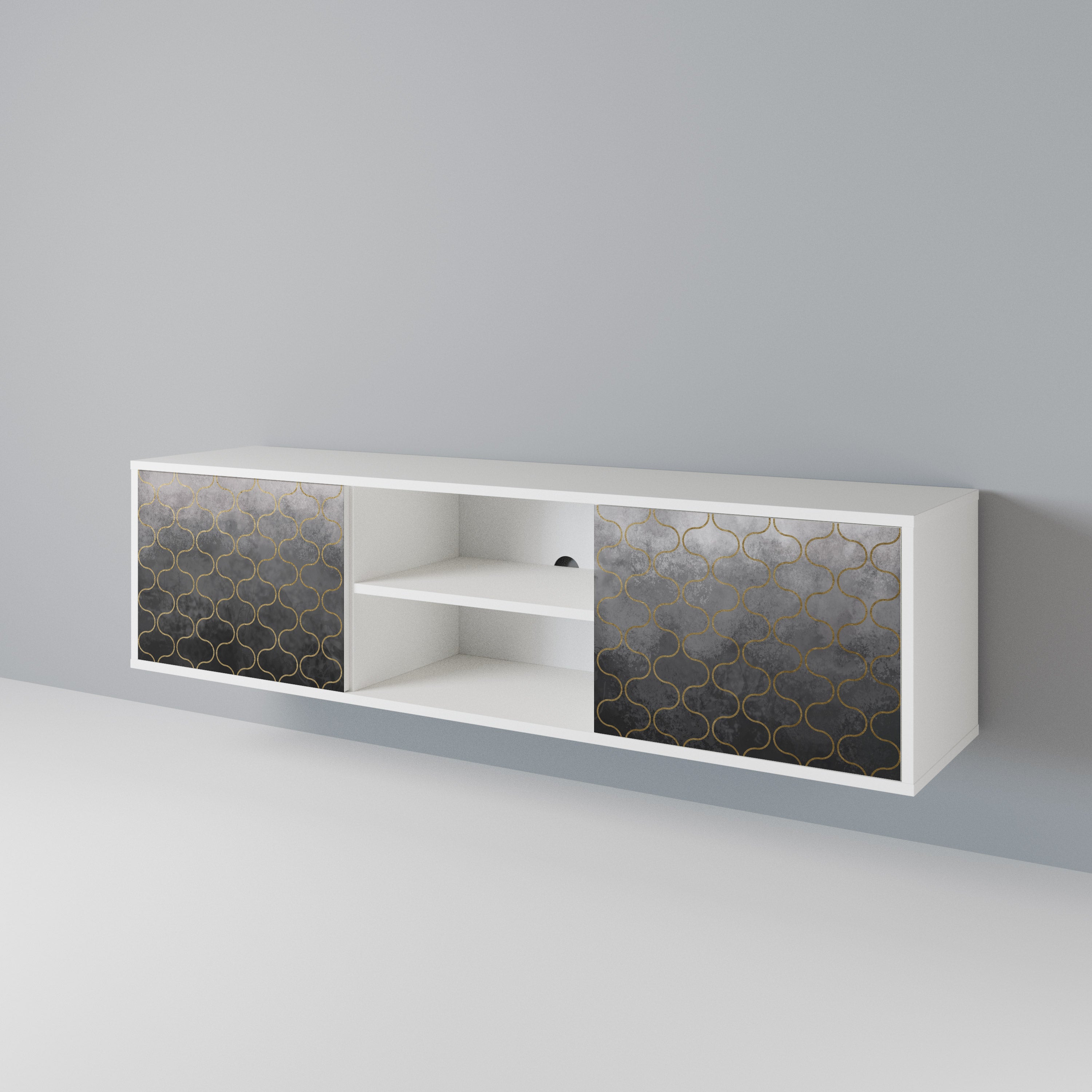 TESSELATED GRAYISH 2-türiges TV-Lowboard