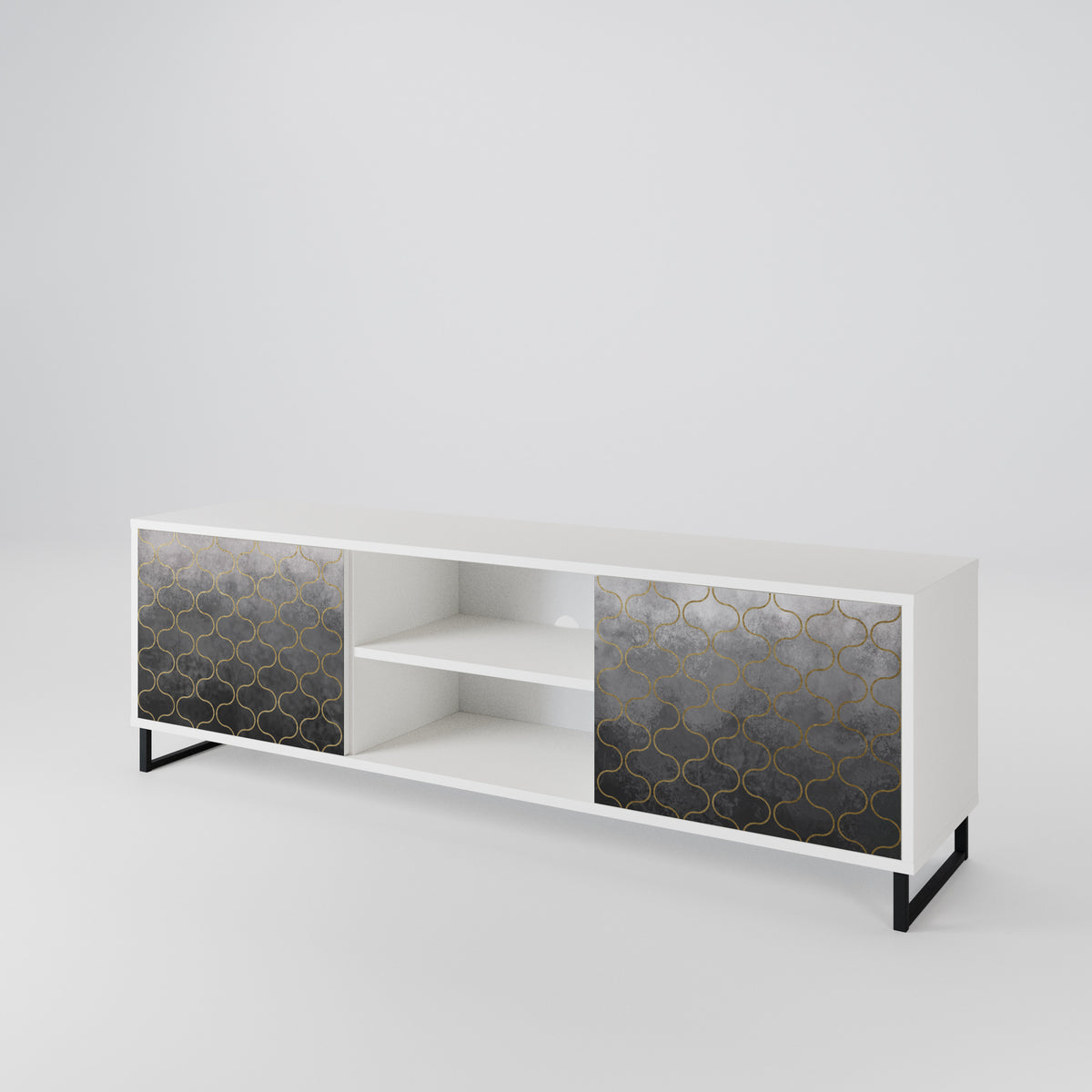 TESSELATED GRAYISH 2-türiges TV-Lowboard