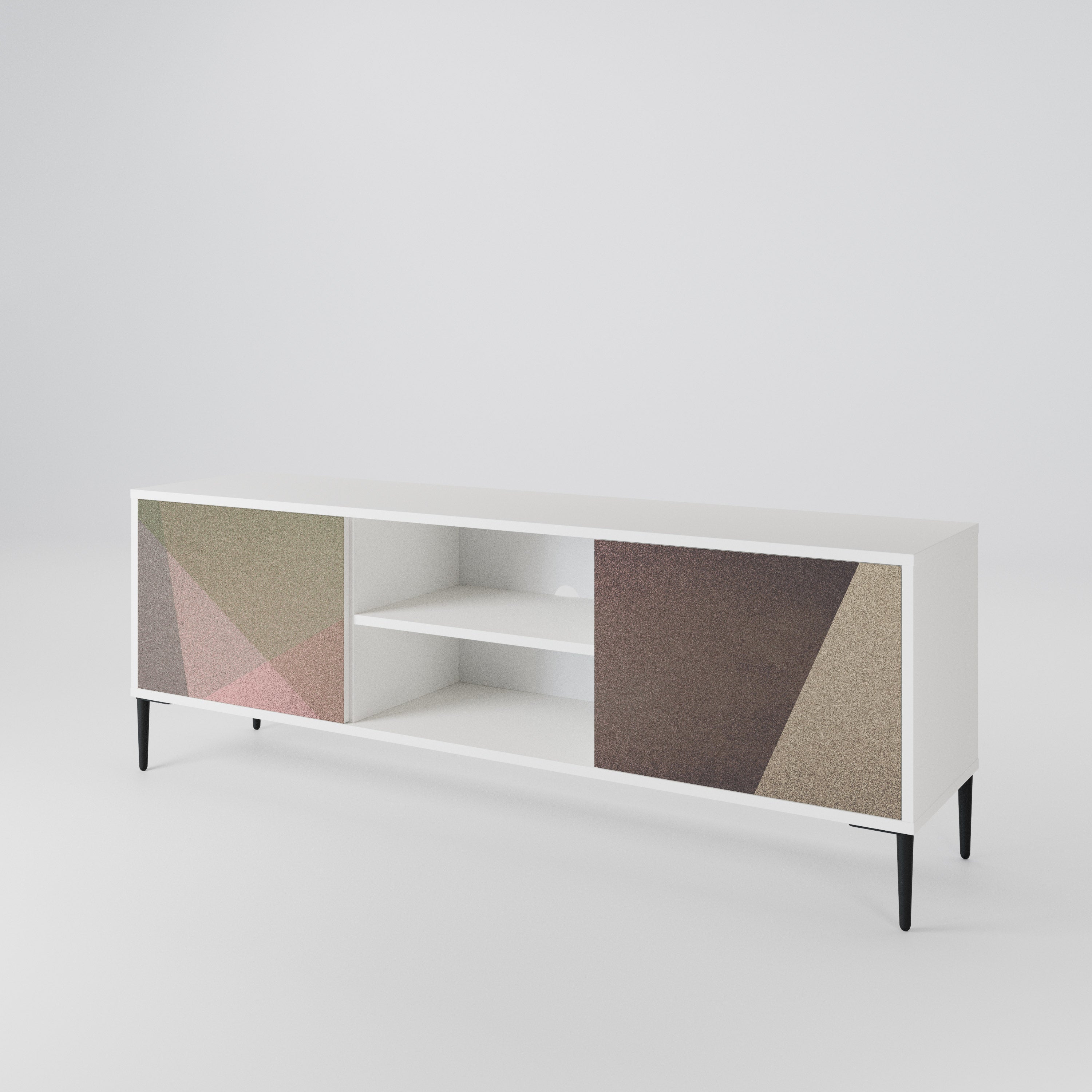BEIGE GEOMETRY 2-Door TV Cabinet
