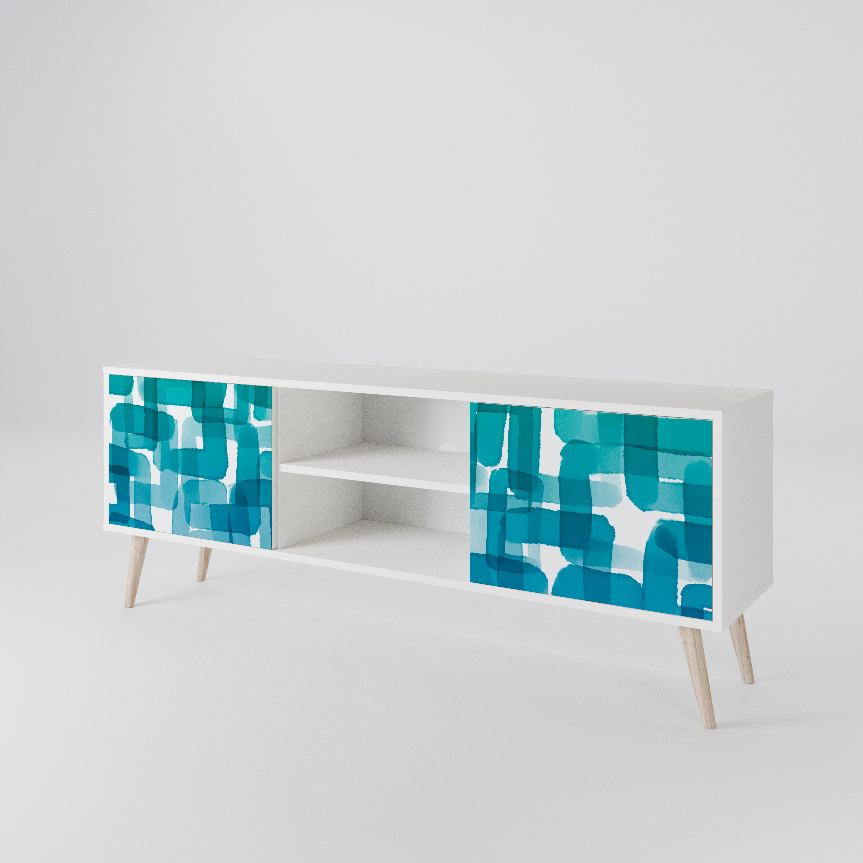 TURQUOISE RECTANGLES 2-Door TV Cabinet