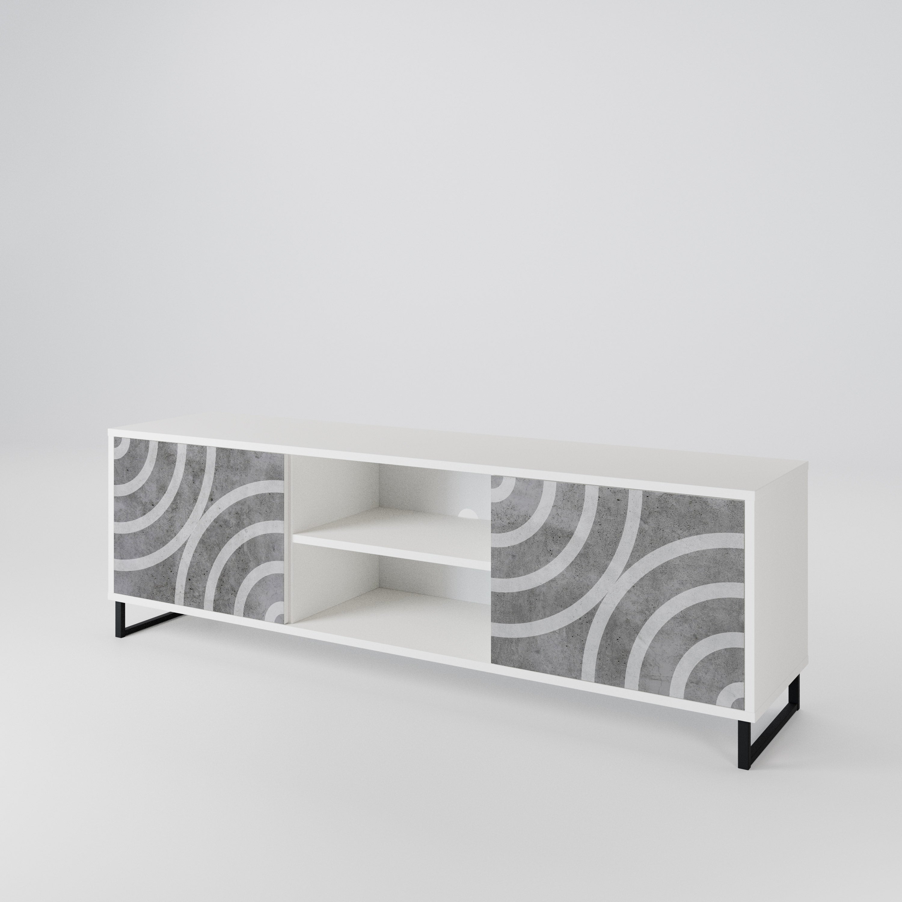 CIRCLE CONCRETE 2-Door TV Cabinet