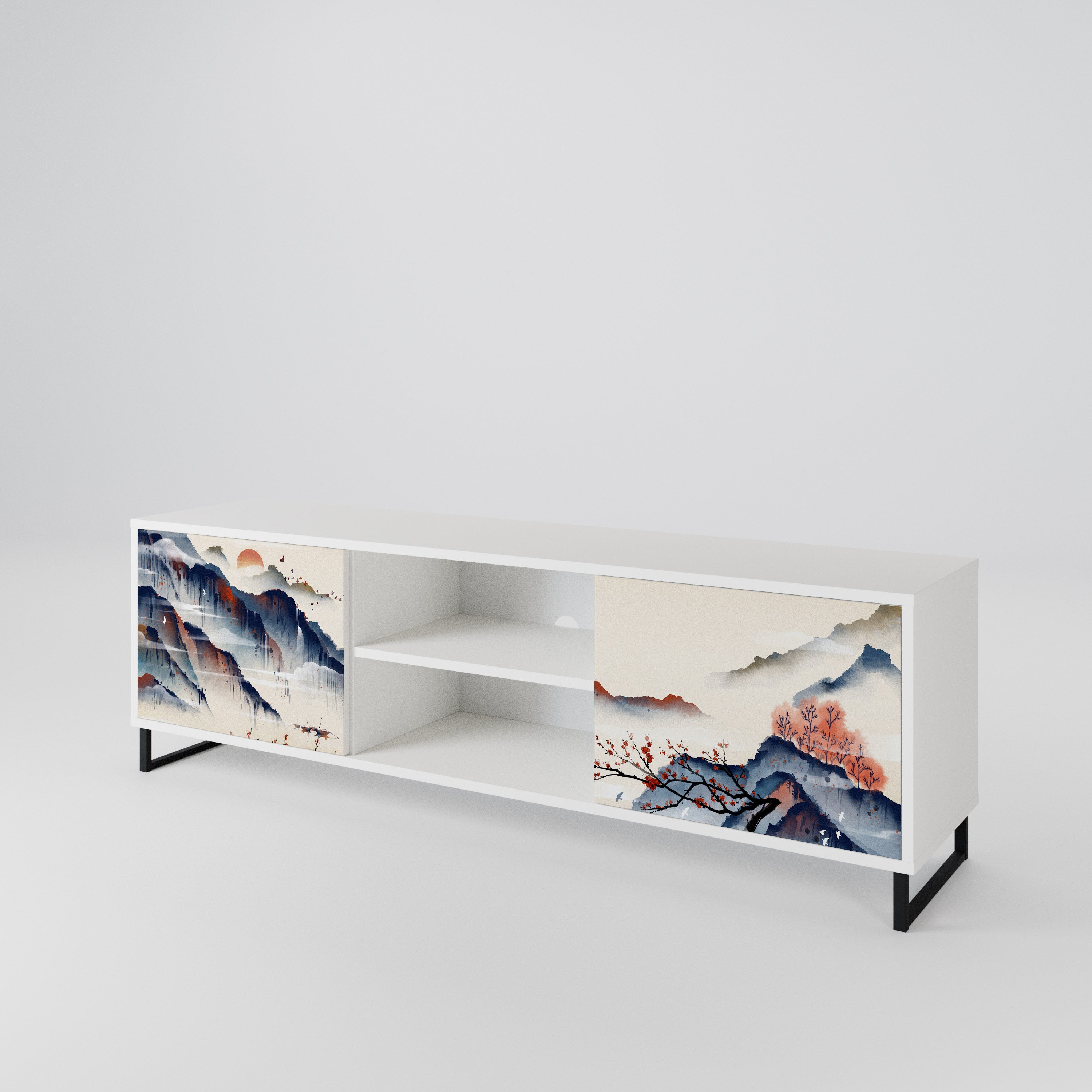 JAPANESE LANDSCAPE 2-Door TV Cabinet