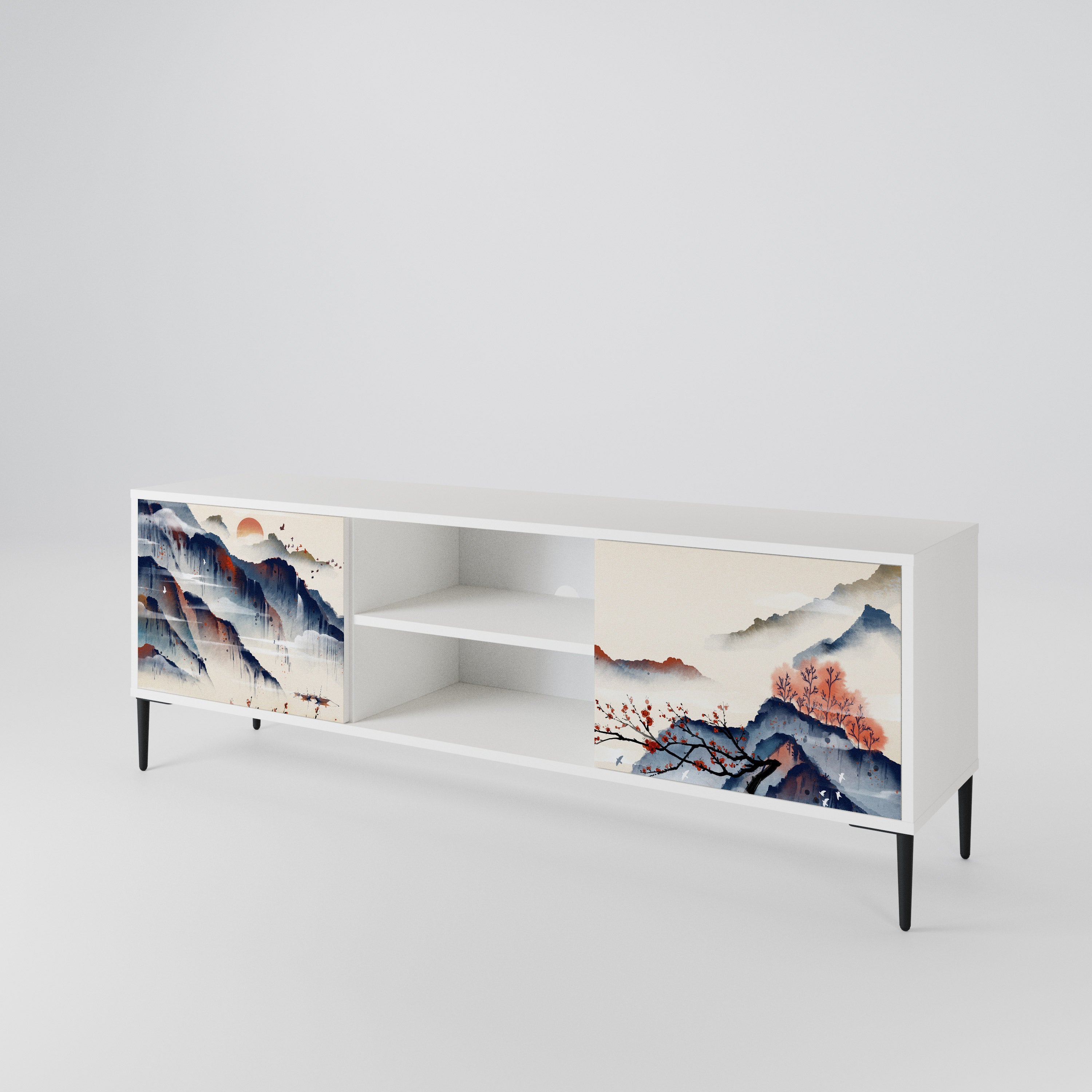 JAPANESE LANDSCAPE 2-Door TV Cabinet