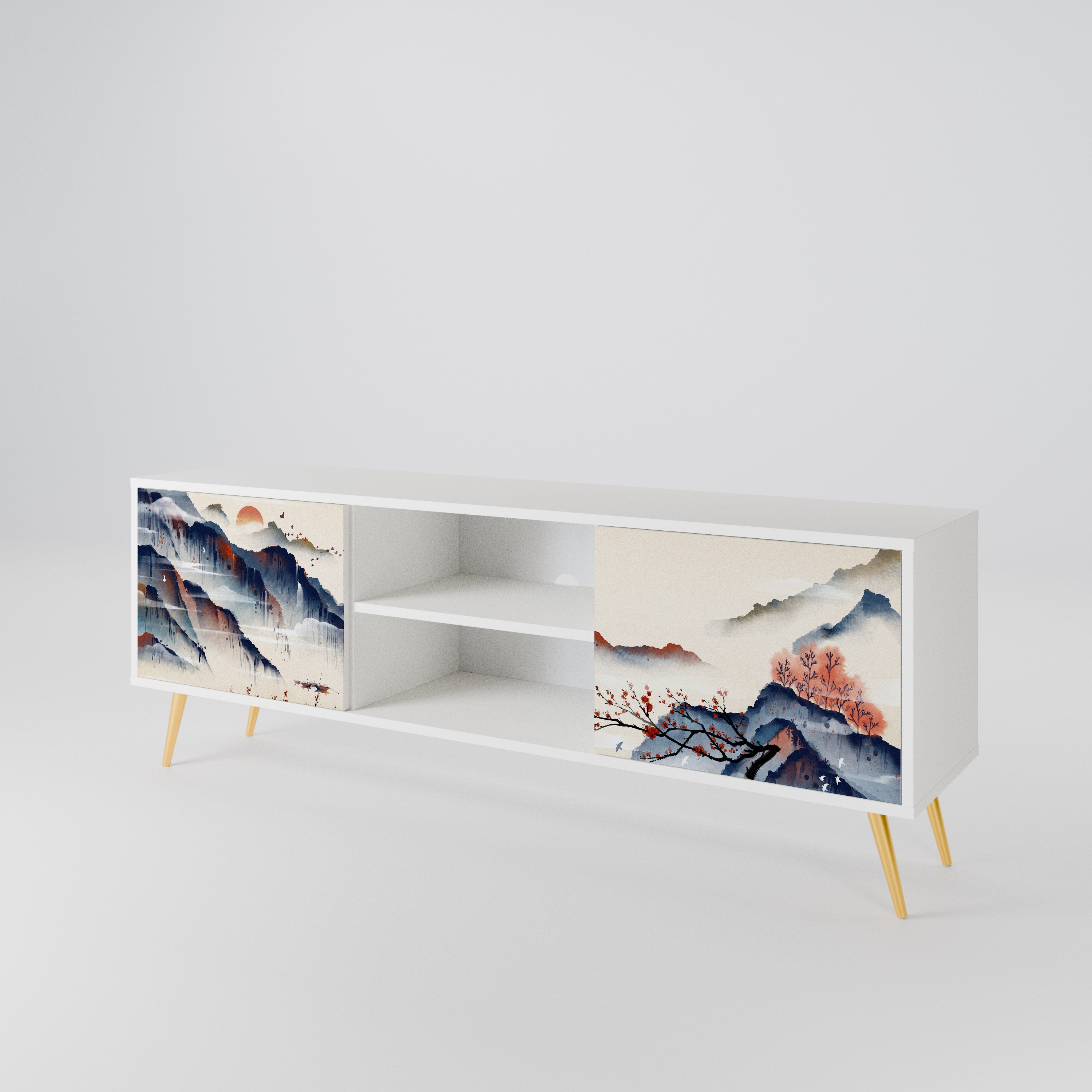 JAPANESE LANDSCAPE 2-Door TV Cabinet