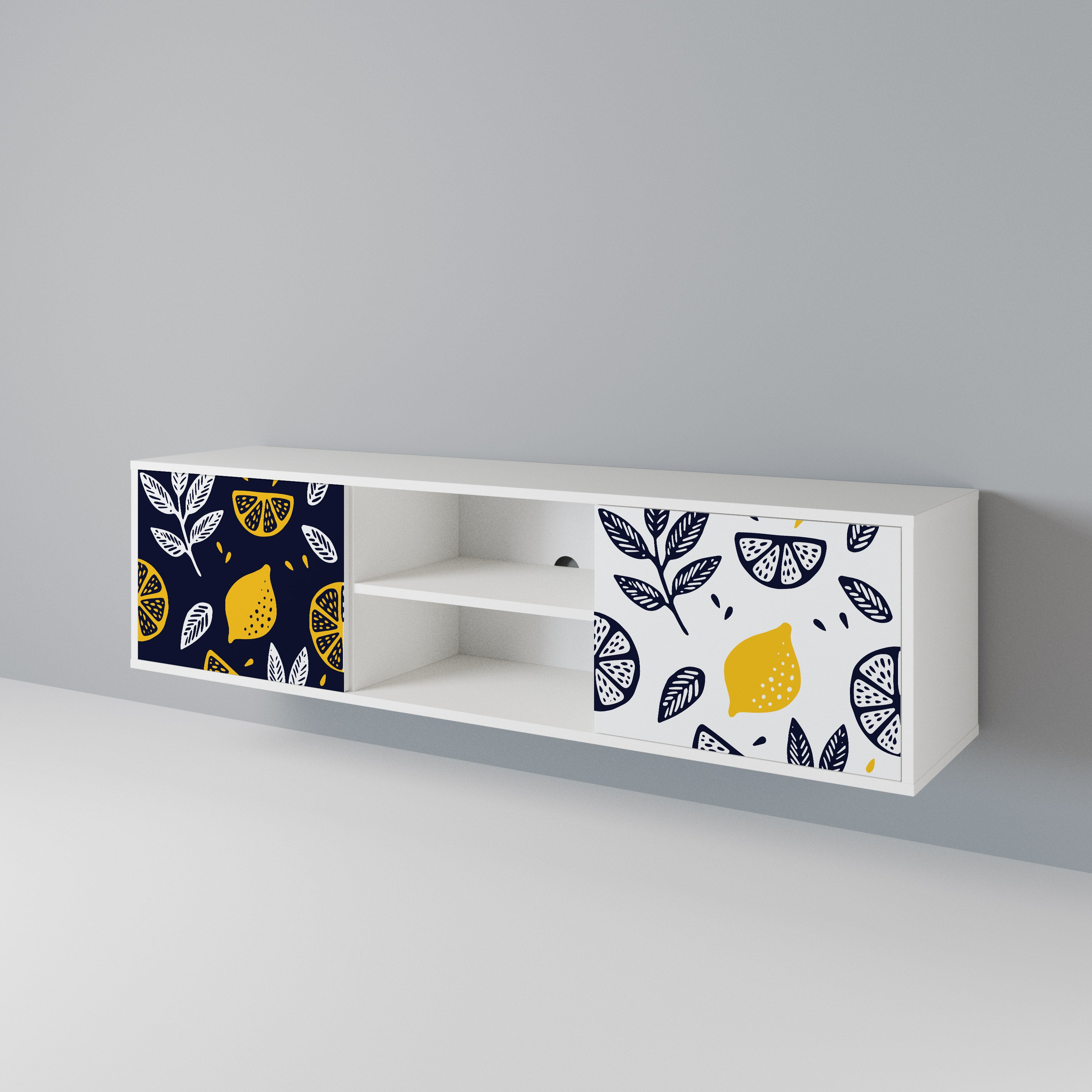 CITRUS BLACK AND WHITE 2-Door TV Cabinet