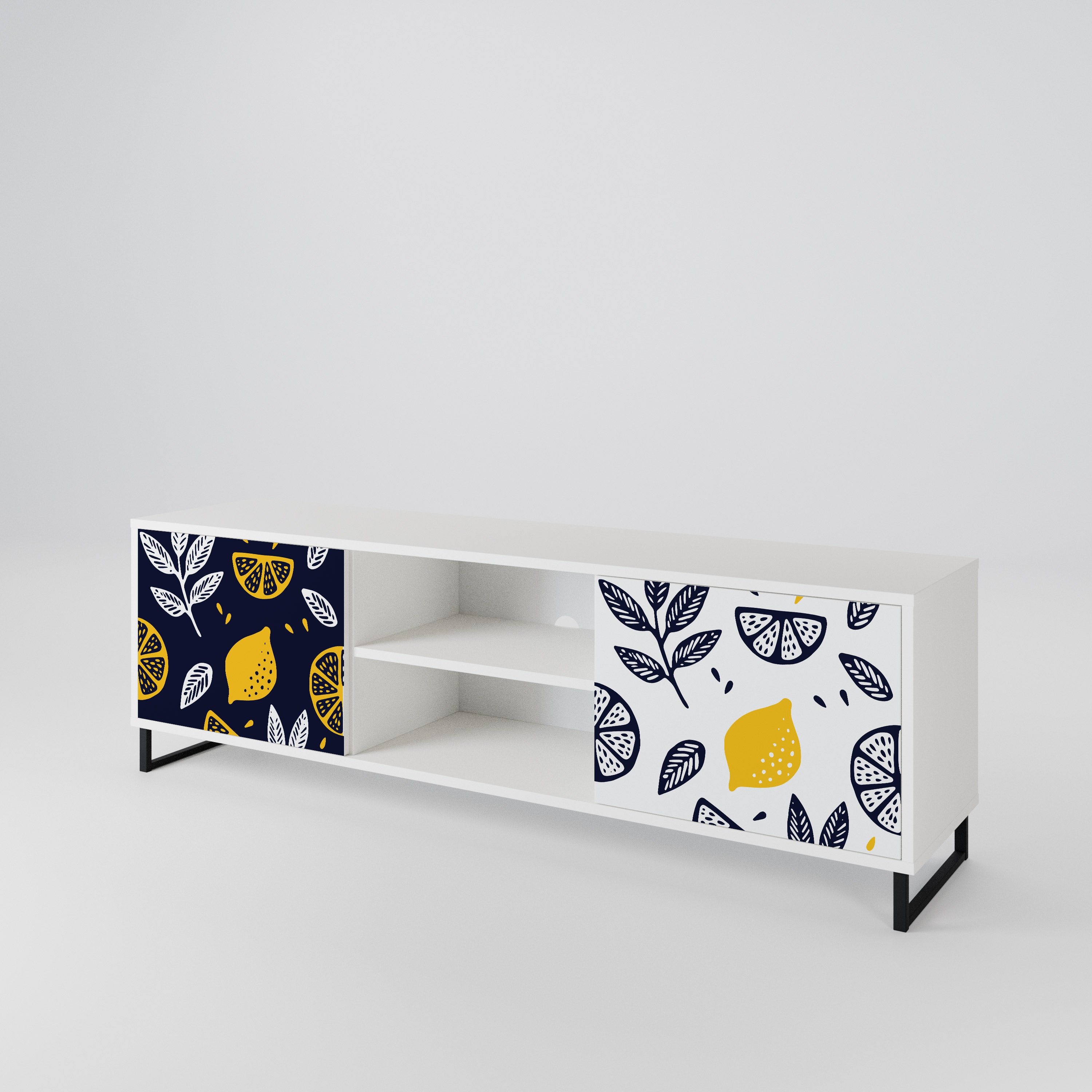 CITRUS BLACK AND WHITE 2-Door TV Cabinet