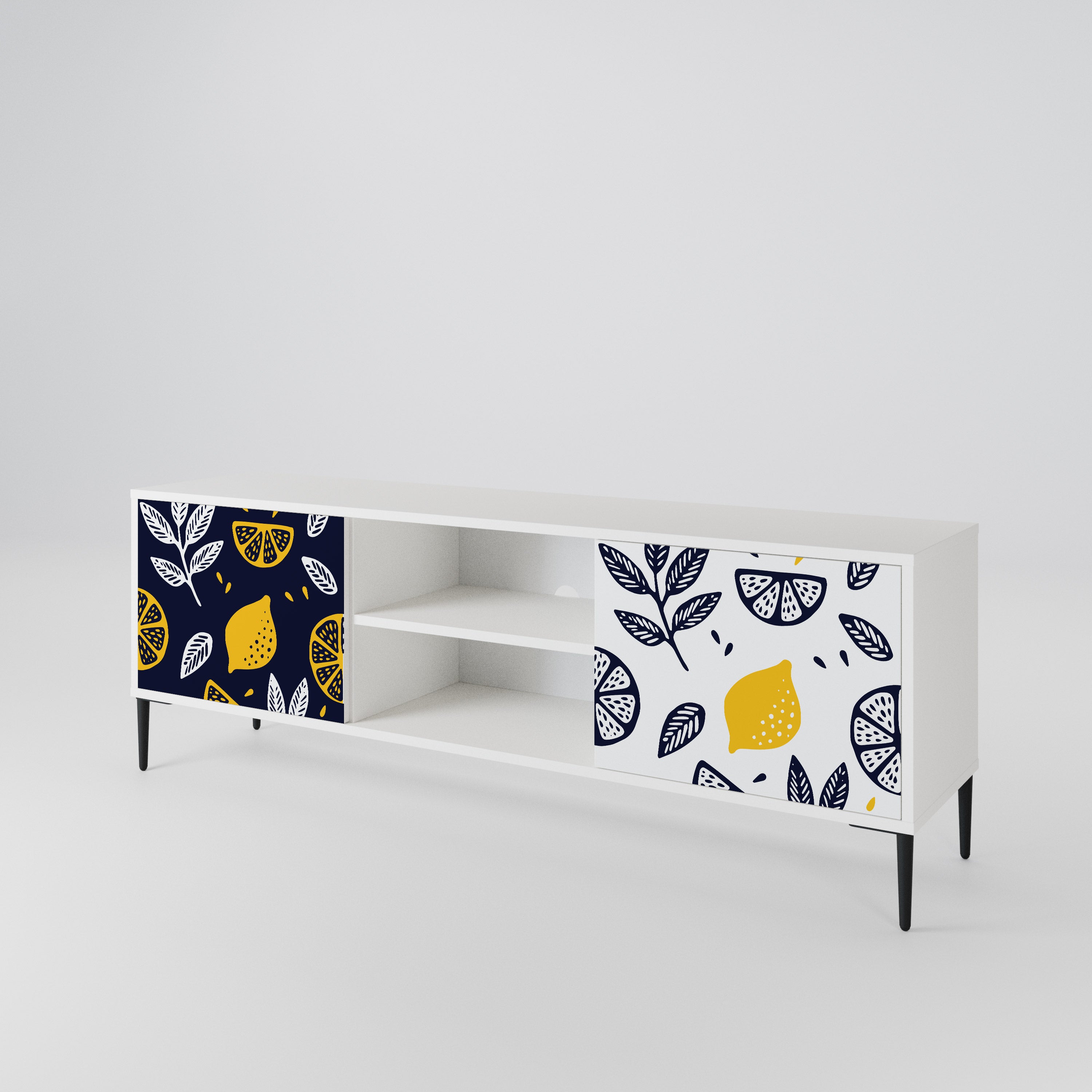 CITRUS BLACK AND WHITE 2-Door TV Cabinet
