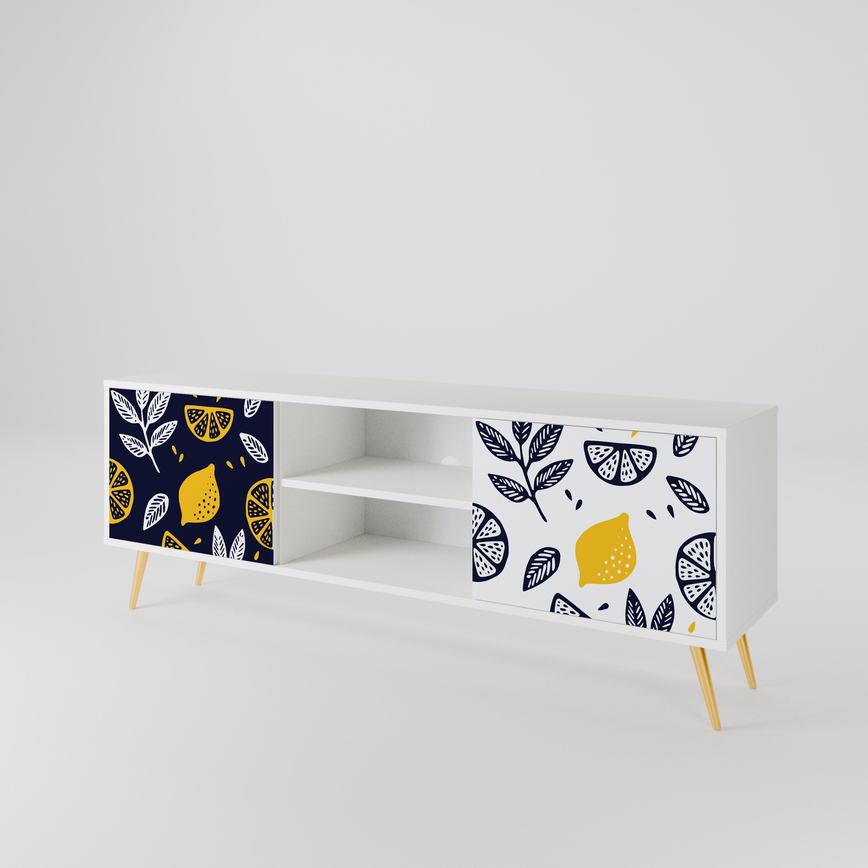 CITRUS BLACK AND WHITE 2-Door TV Cabinet