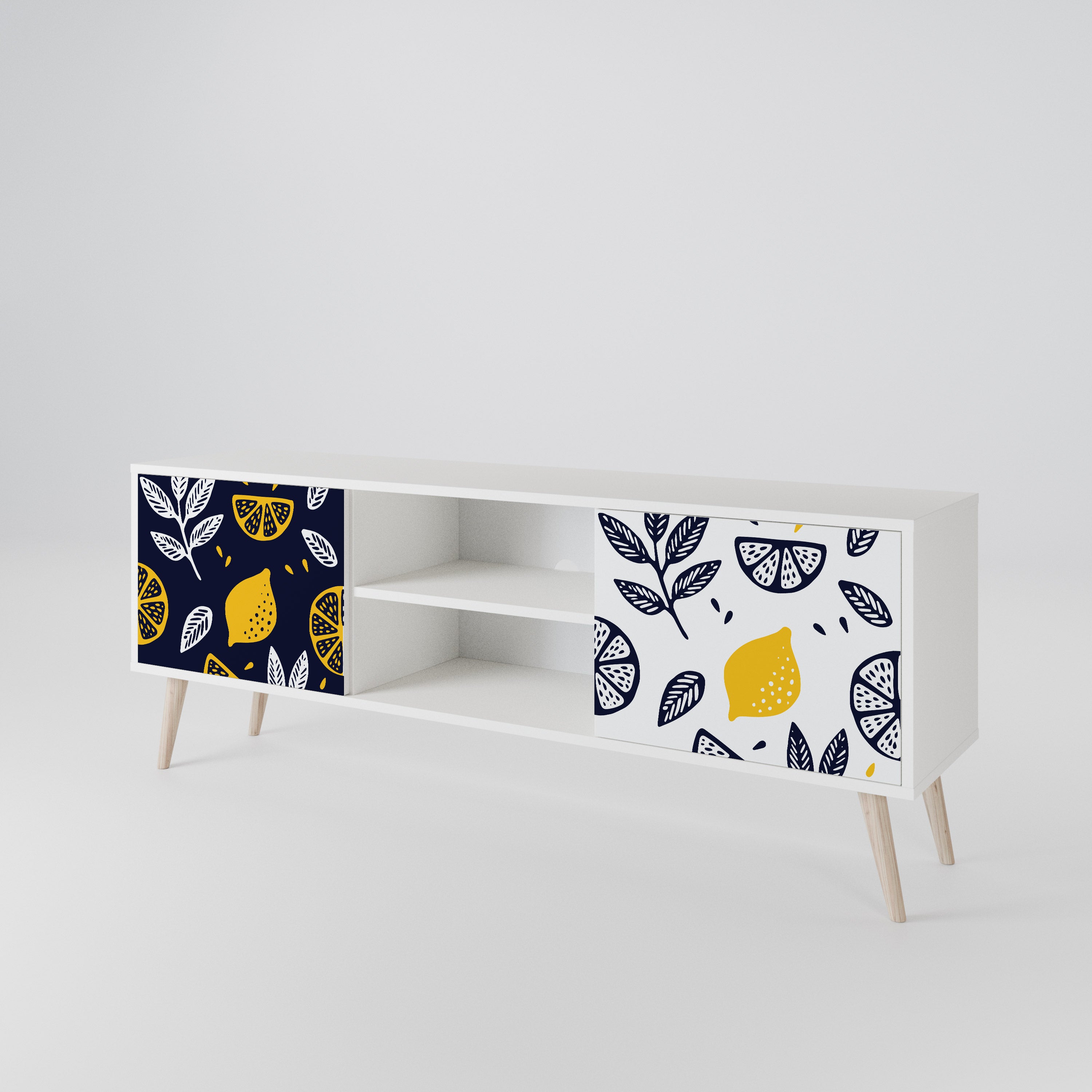 CITRUS BLACK AND WHITE 2-Door TV Cabinet