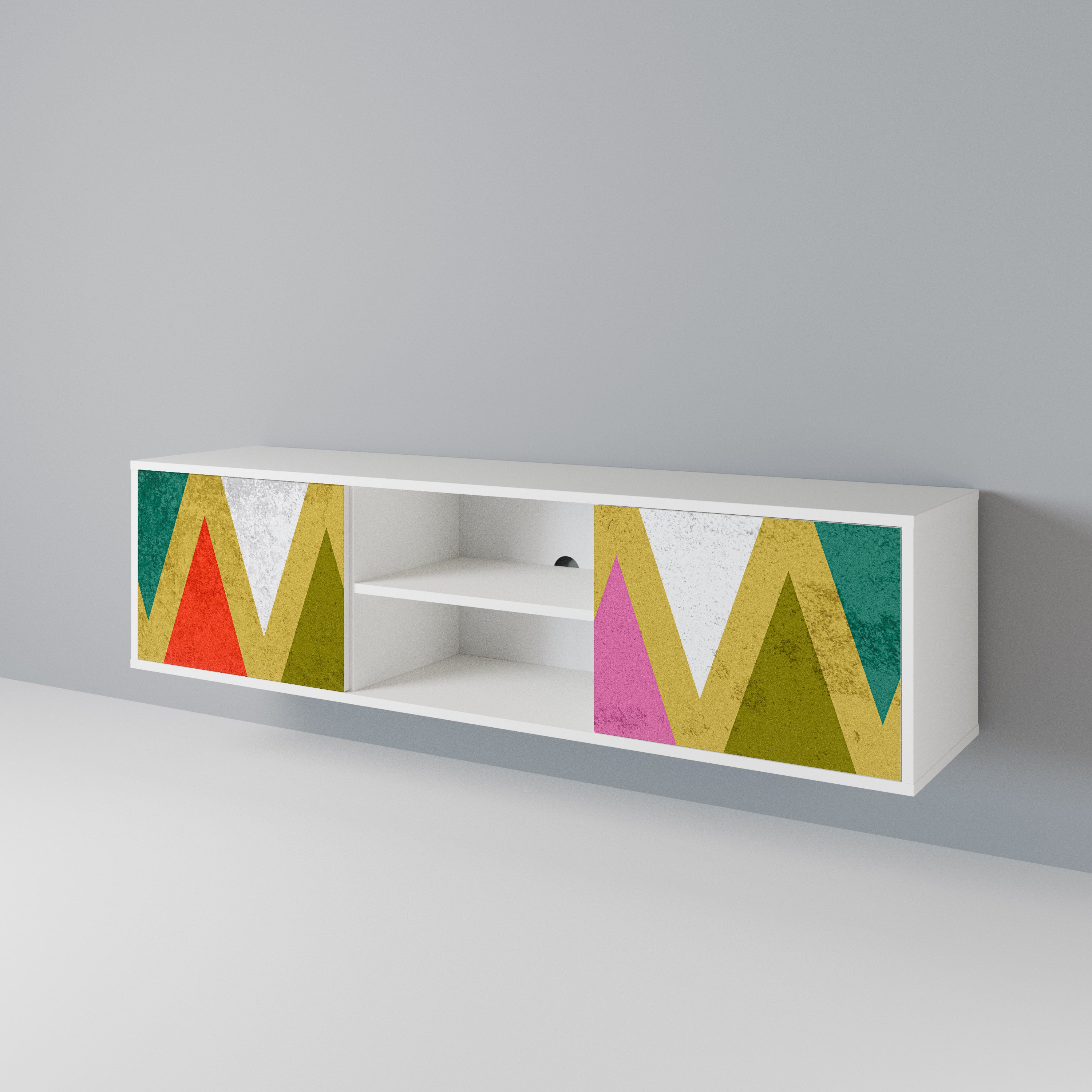 COLORFUL TRIANGLES 2-Door TV Cabinet