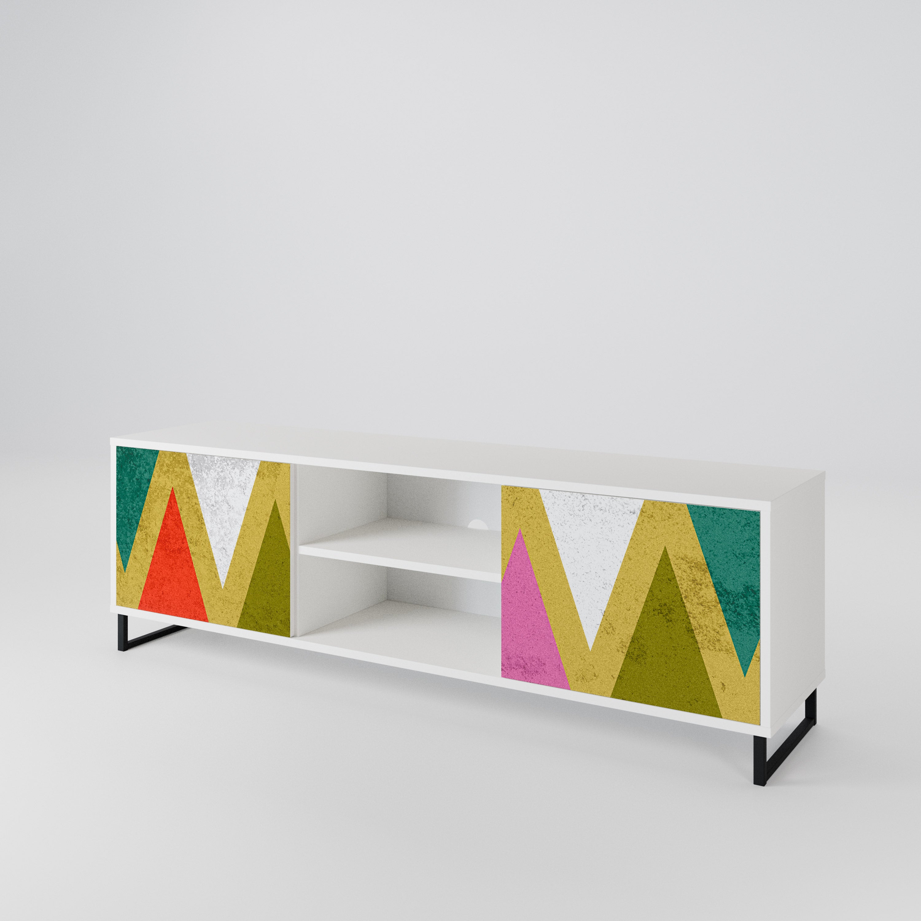 COLORFUL TRIANGLES 2-Door TV Cabinet