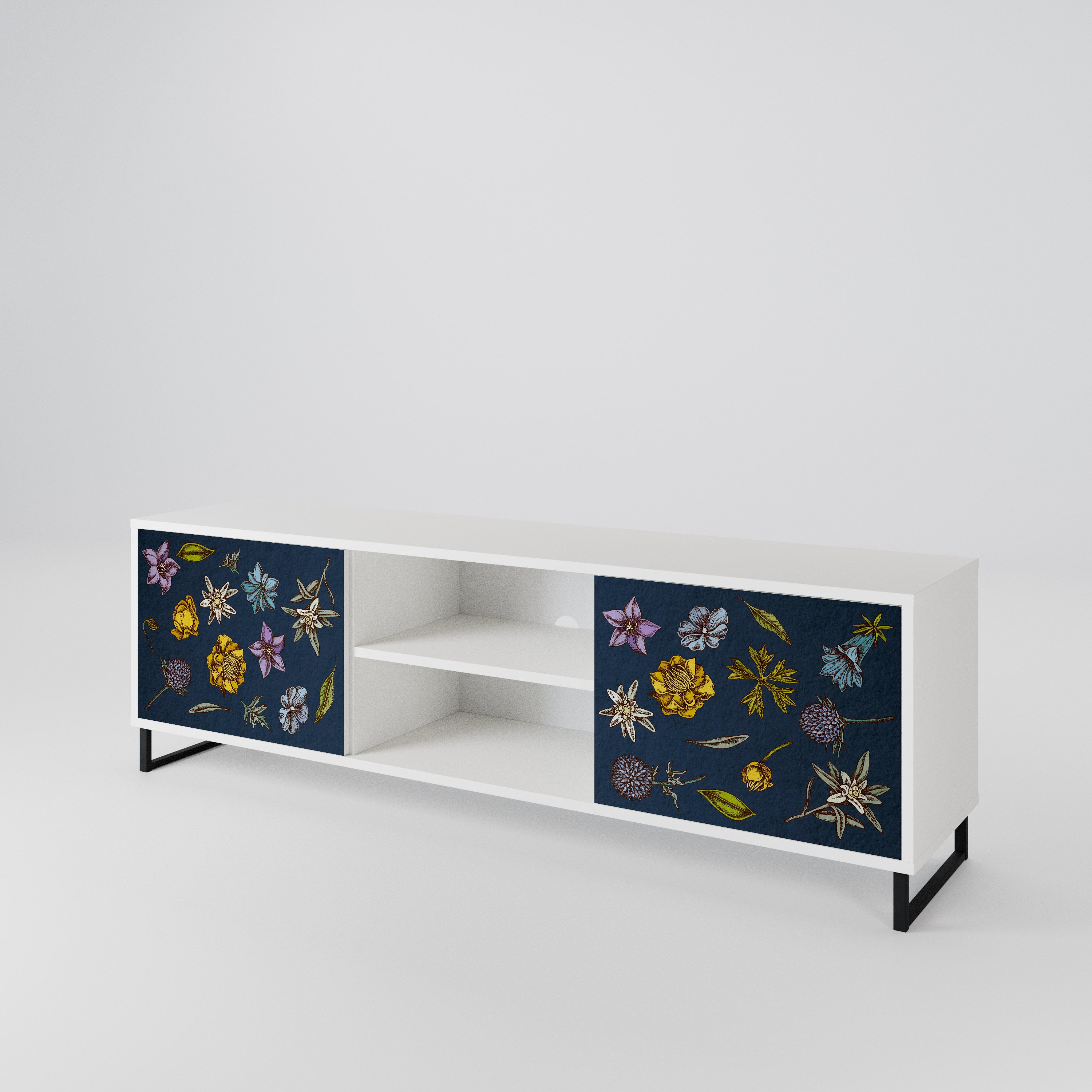 FLOWERS ON NAVY BLUE 2-türiges TV-Lowboard