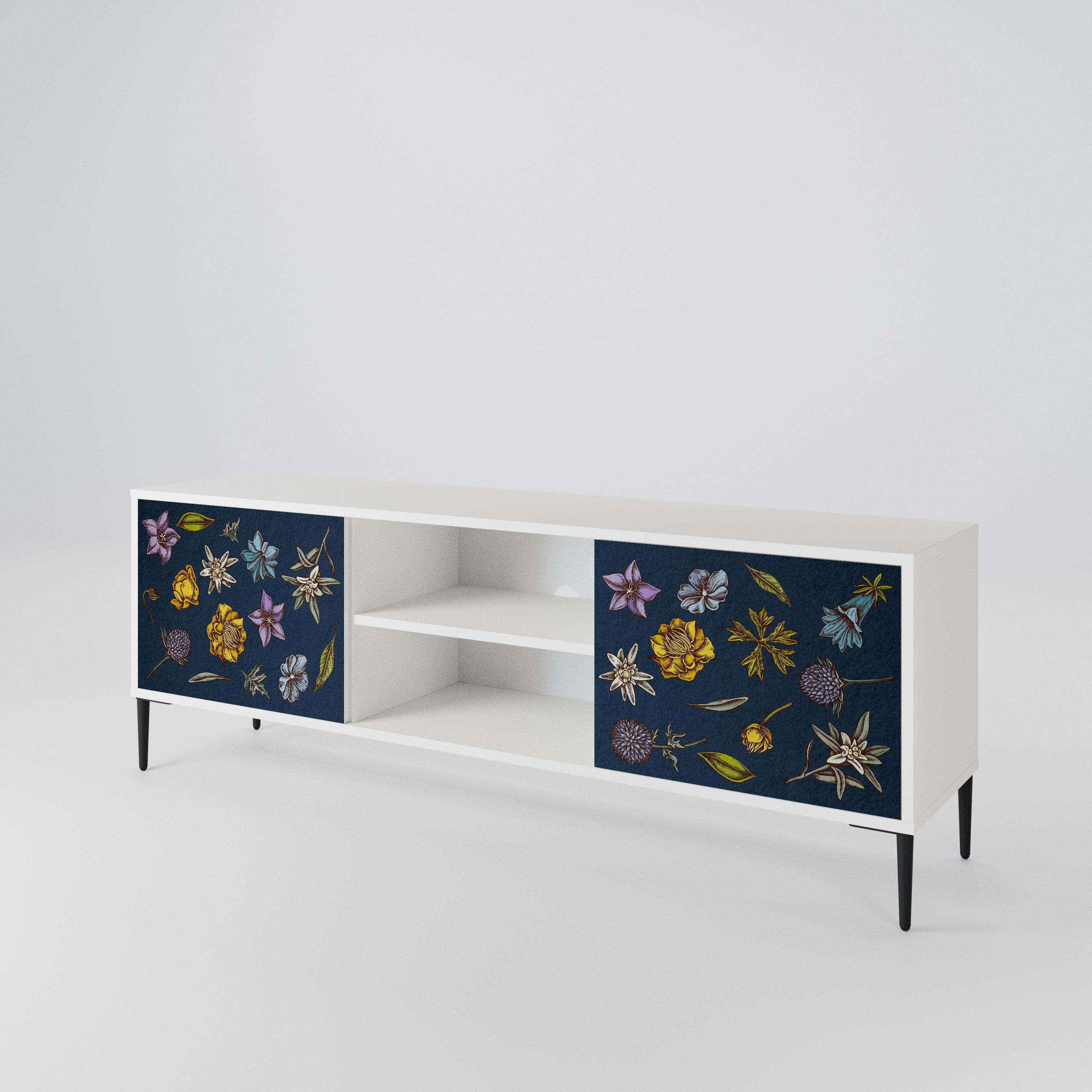 FLOWERS ON NAVY BLUE 2-türiges TV-Lowboard
