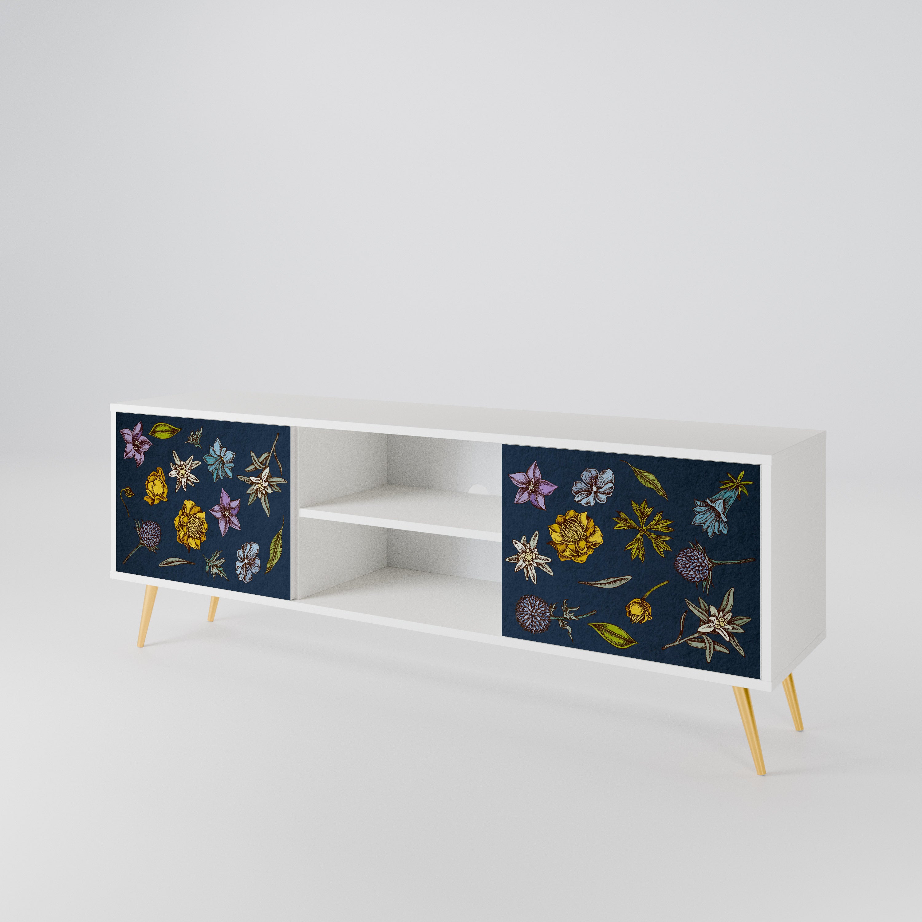 FLOWERS ON NAVY BLUE 2-türiges TV-Lowboard
