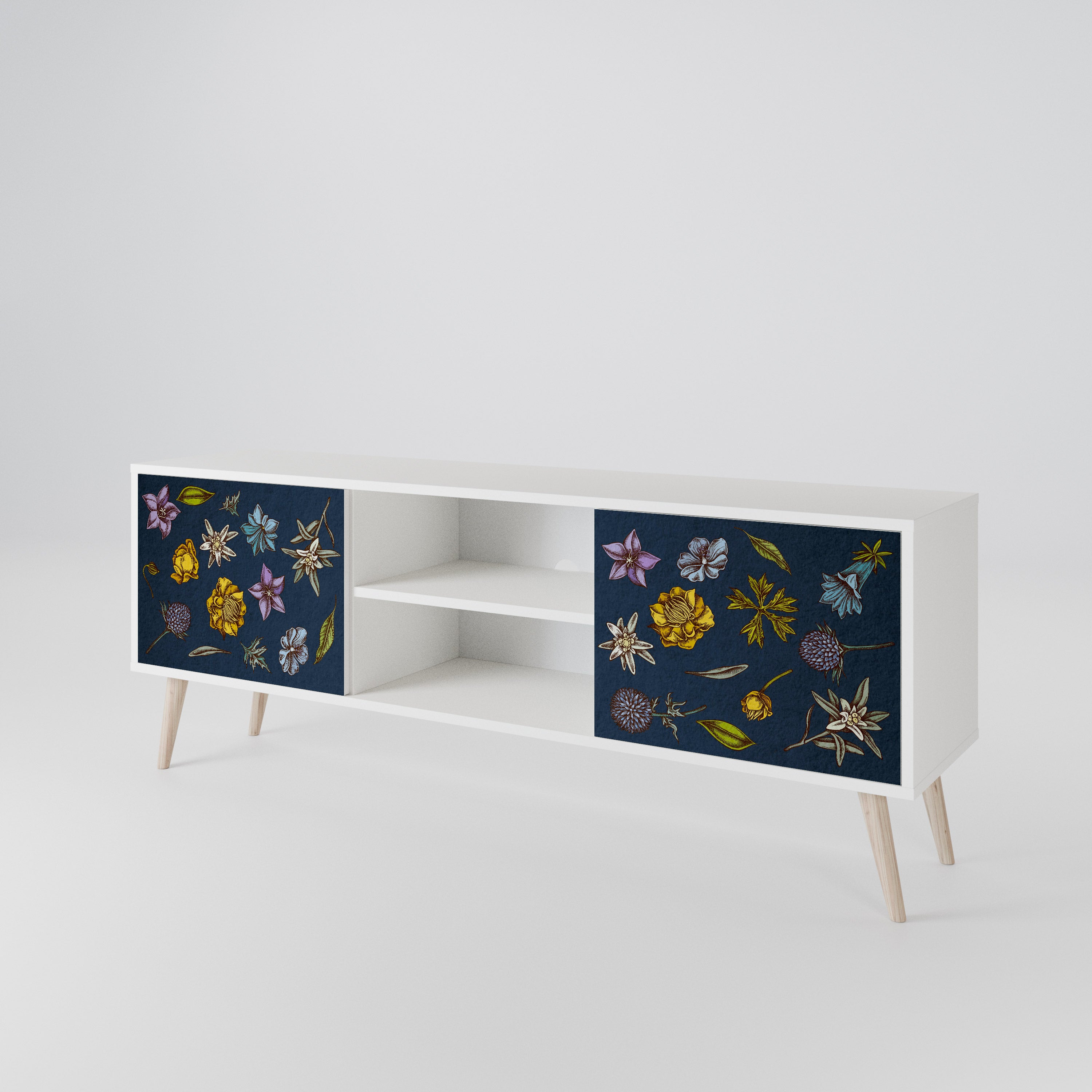 FLOWERS ON NAVY BLUE 2-türiges TV-Lowboard